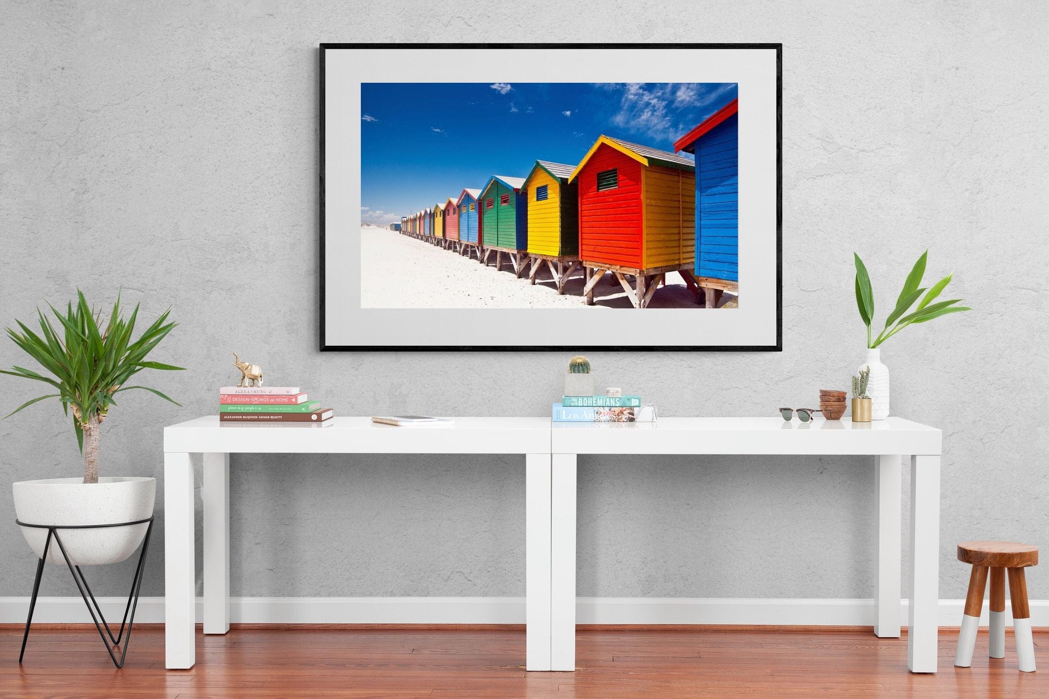Seaside Rainbow-Wall_Art-150 x 100cm-Framed Print-Black-Pixalot