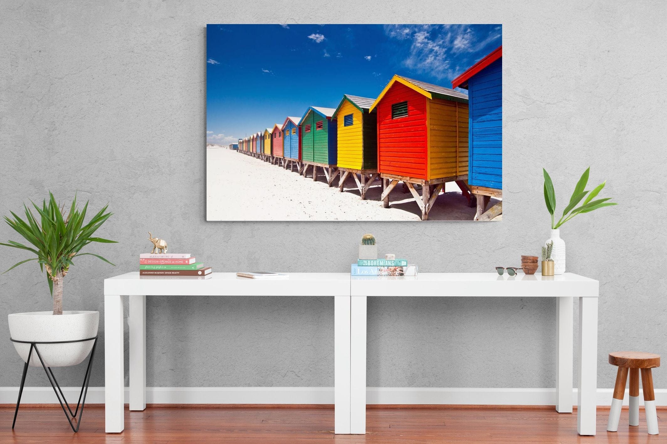Seaside Rainbow-Wall_Art-150 x 100cm-Mounted Canvas-No Frame-Pixalot