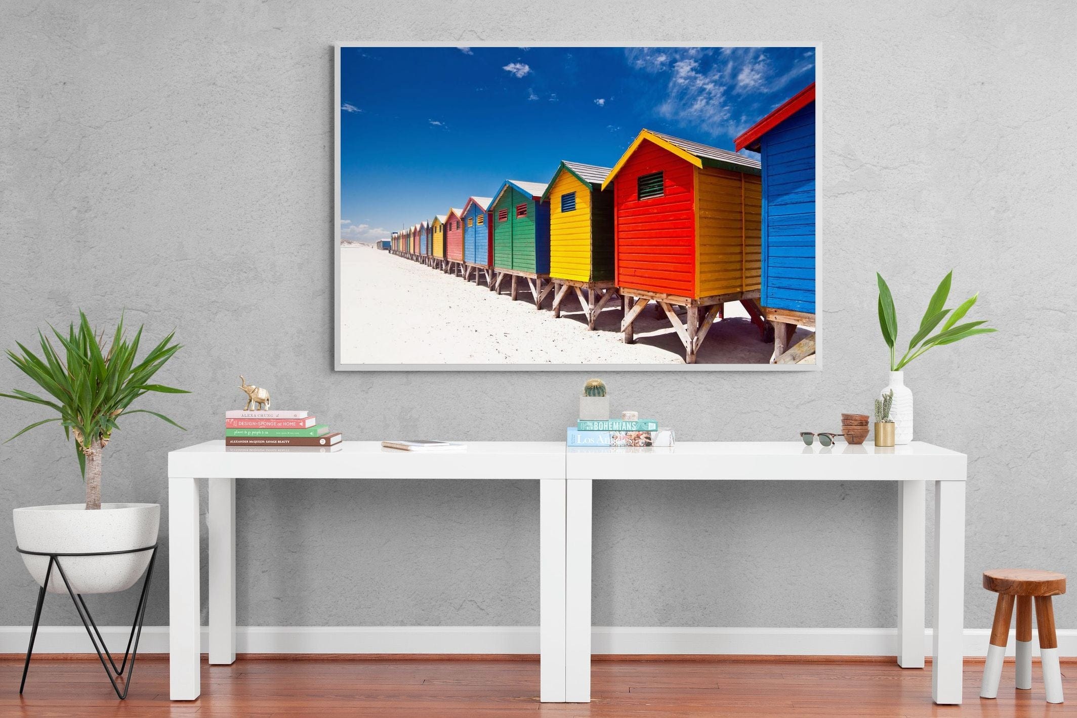 Seaside Rainbow-Wall_Art-150 x 100cm-Mounted Canvas-White-Pixalot