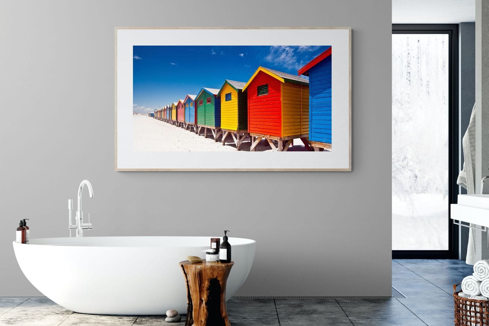 Seaside Rainbow-Wall_Art-180 x 110cm-Framed Print-Wood-Pixalot