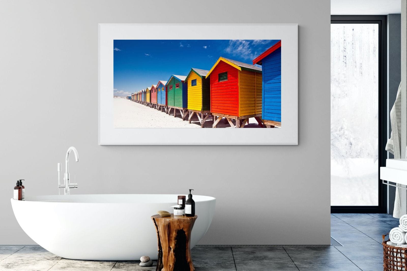 Seaside Rainbow-Wall_Art-180 x 110cm-Framed Print-White-Pixalot