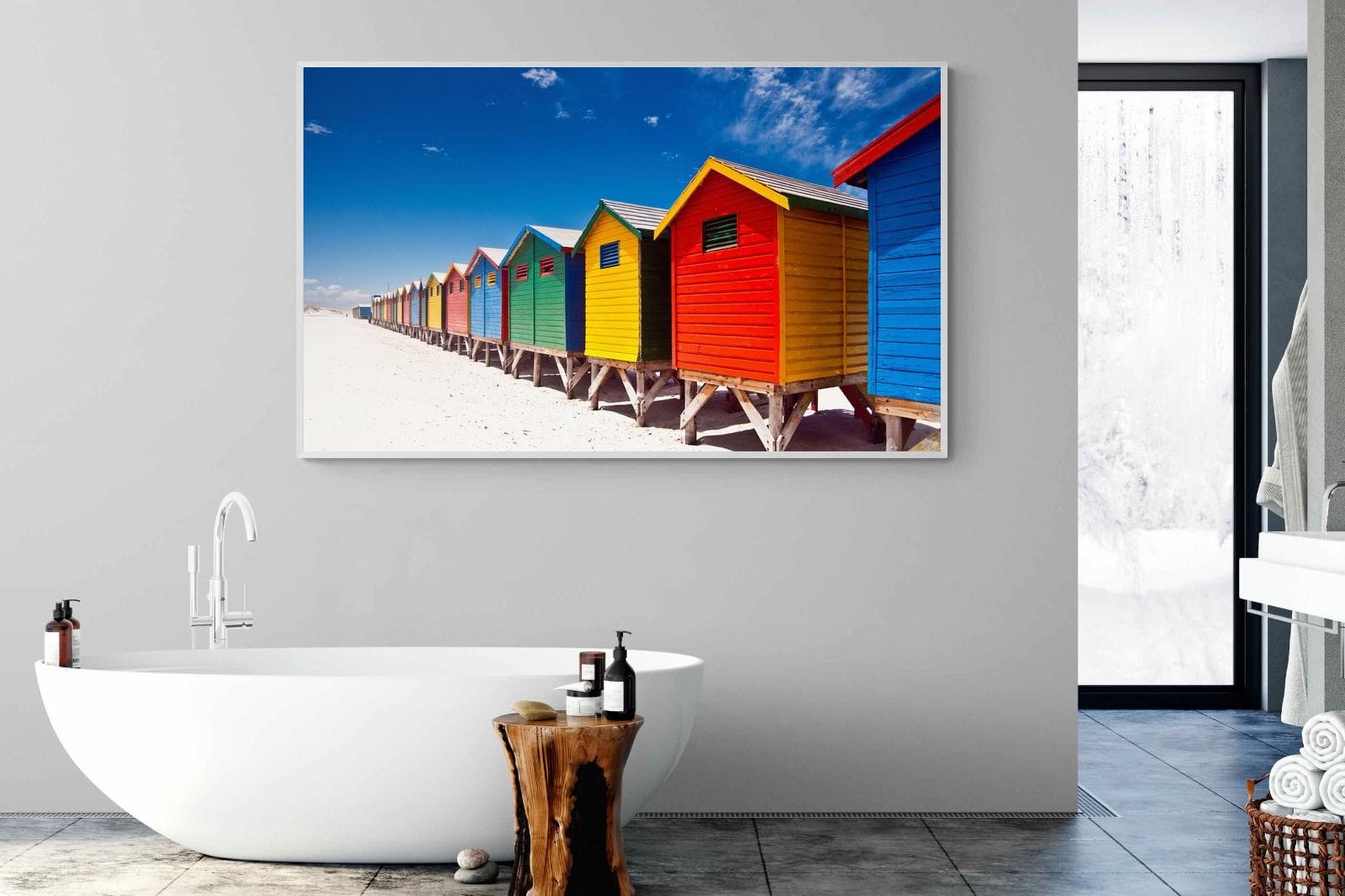 Seaside Rainbow-Wall_Art-180 x 110cm-Mounted Canvas-White-Pixalot