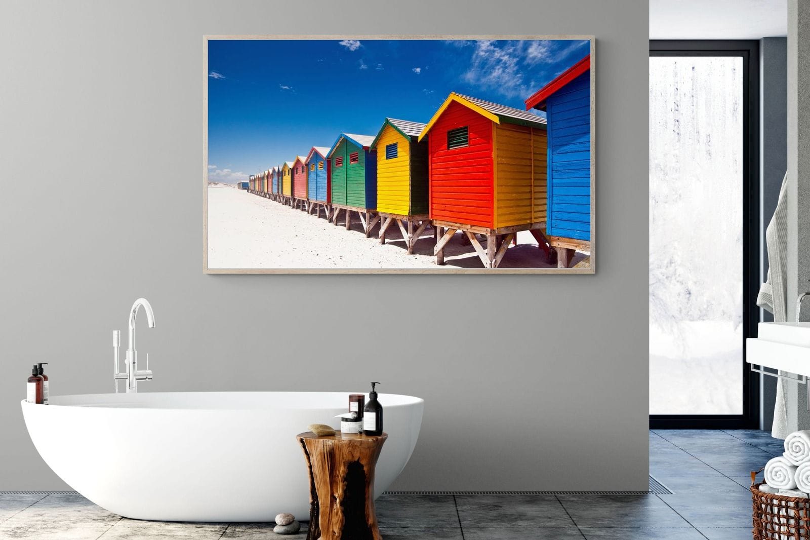 Seaside Rainbow-Wall_Art-180 x 110cm-Mounted Canvas-Wood-Pixalot