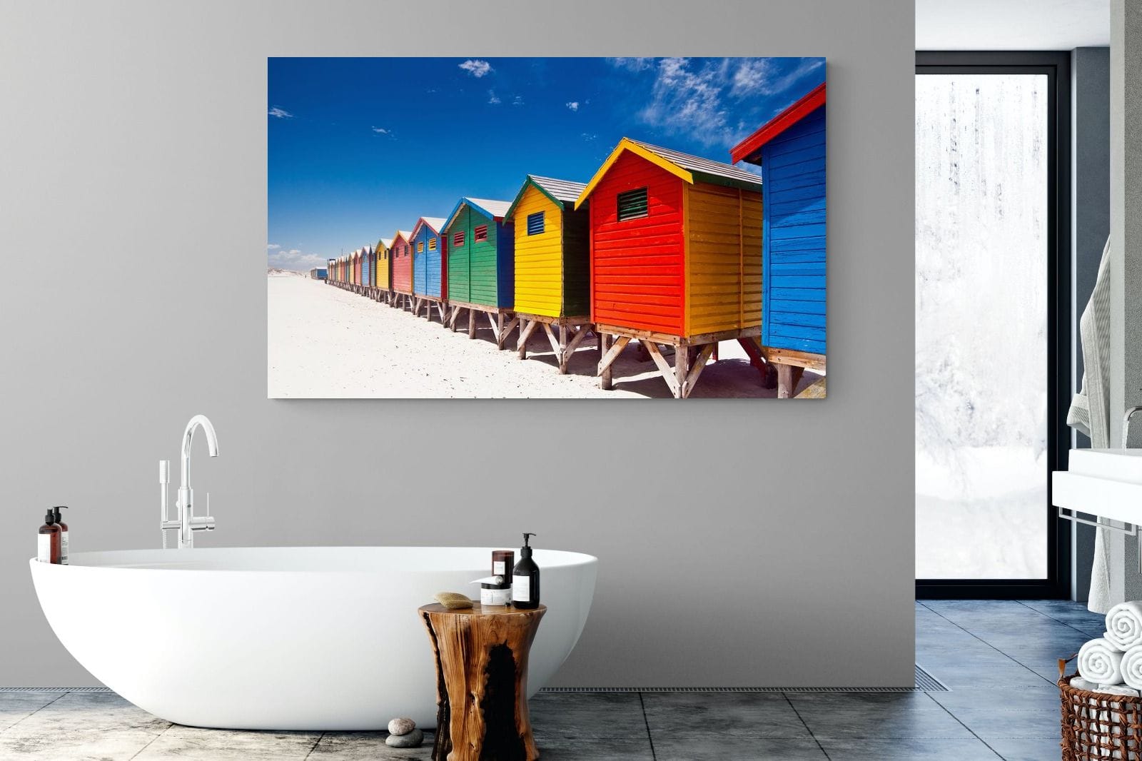Seaside Rainbow-Wall_Art-180 x 110cm-Mounted Canvas-No Frame-Pixalot