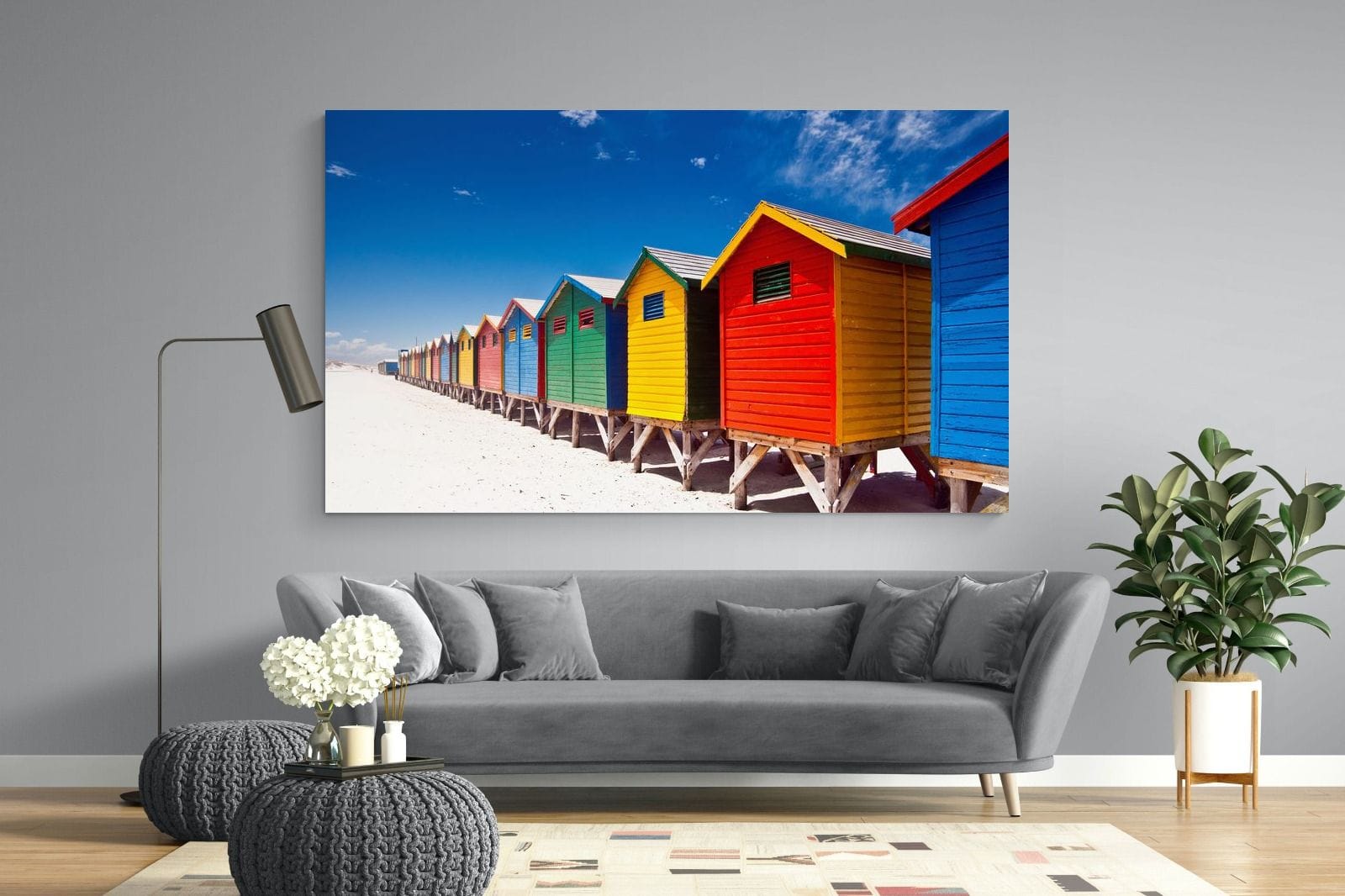 Seaside Rainbow-Wall_Art-220 x 130cm-Mounted Canvas-No Frame-Pixalot