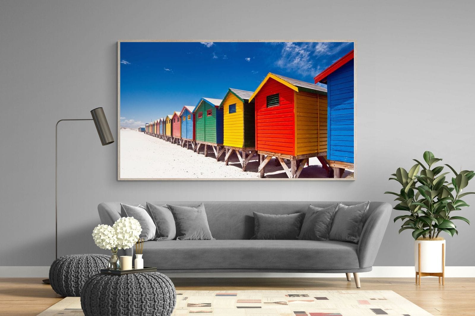 Seaside Rainbow-Wall_Art-220 x 130cm-Mounted Canvas-Wood-Pixalot