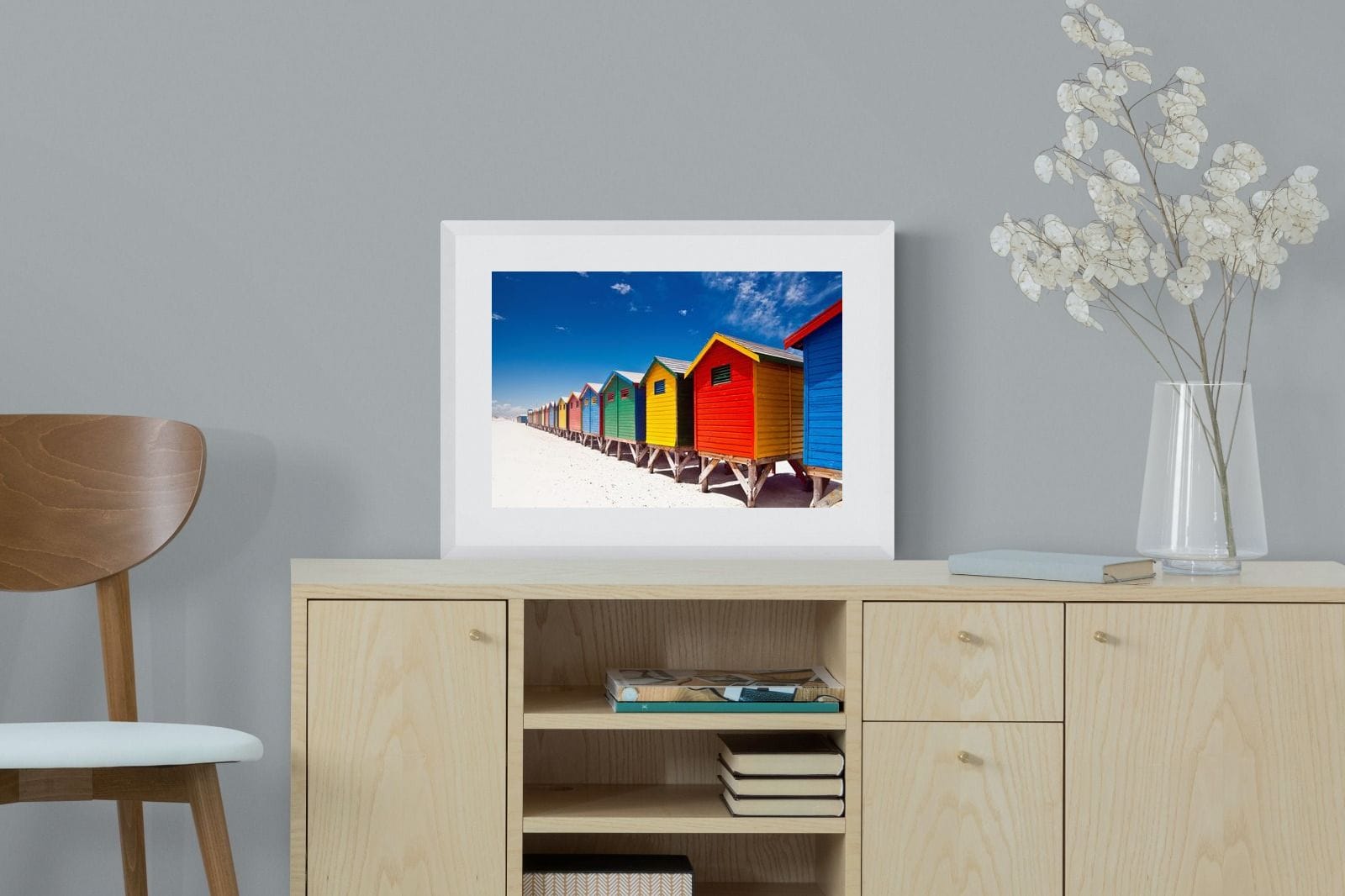 Seaside Rainbow-Wall_Art-60 x 45cm-Framed Print-White-Pixalot