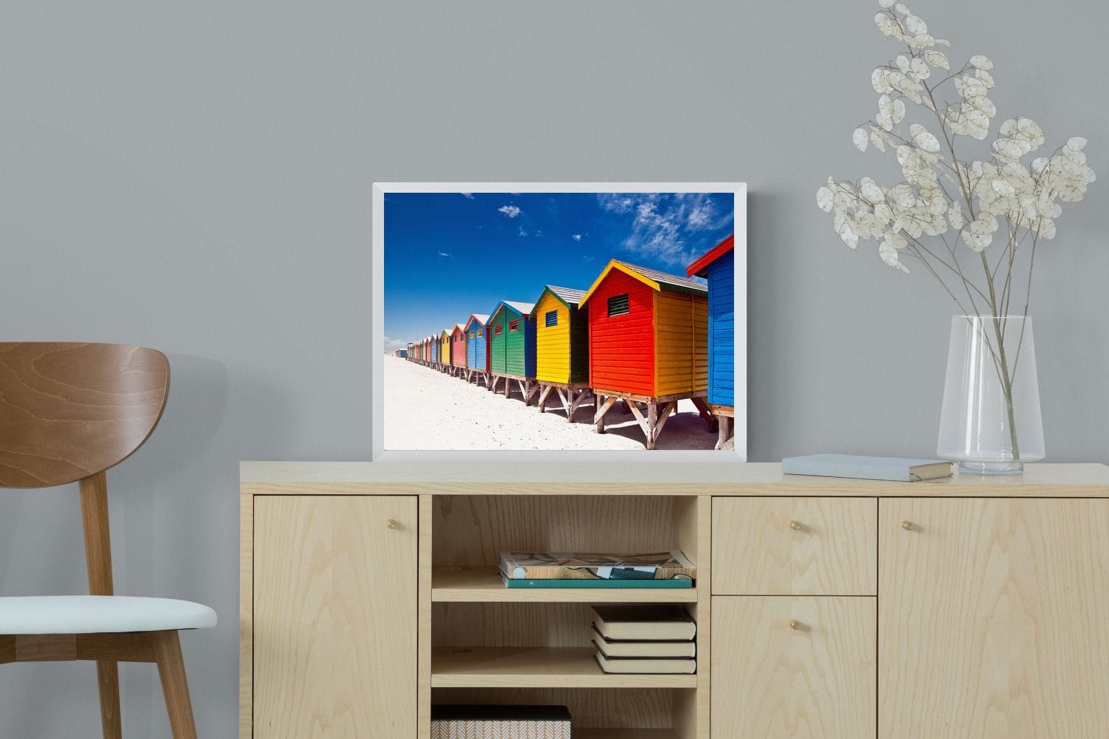 Seaside Rainbow-Wall_Art-60 x 45cm-Mounted Canvas-White-Pixalot