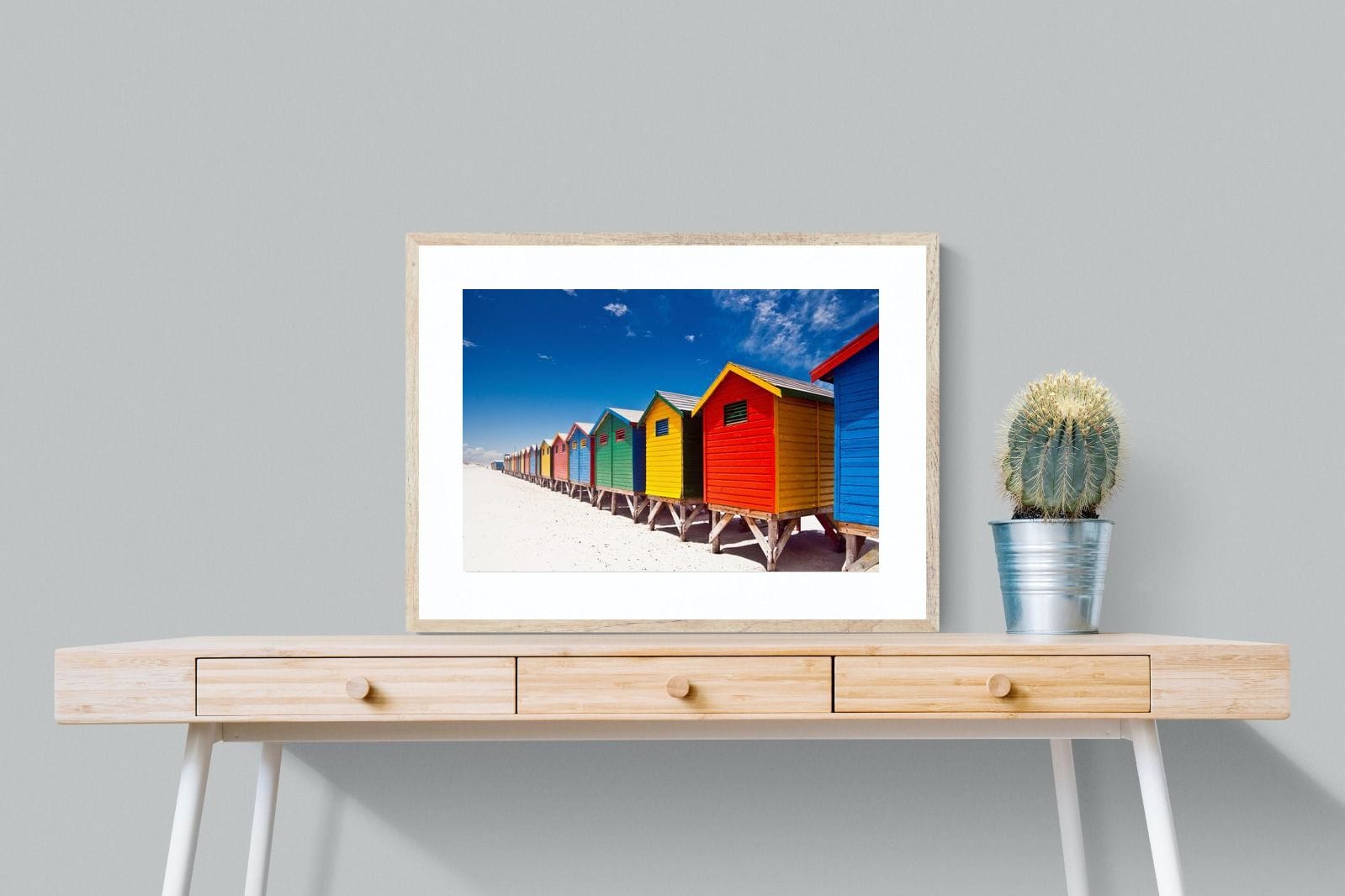 Seaside Rainbow-Wall_Art-80 x 60cm-Framed Print-Wood-Pixalot