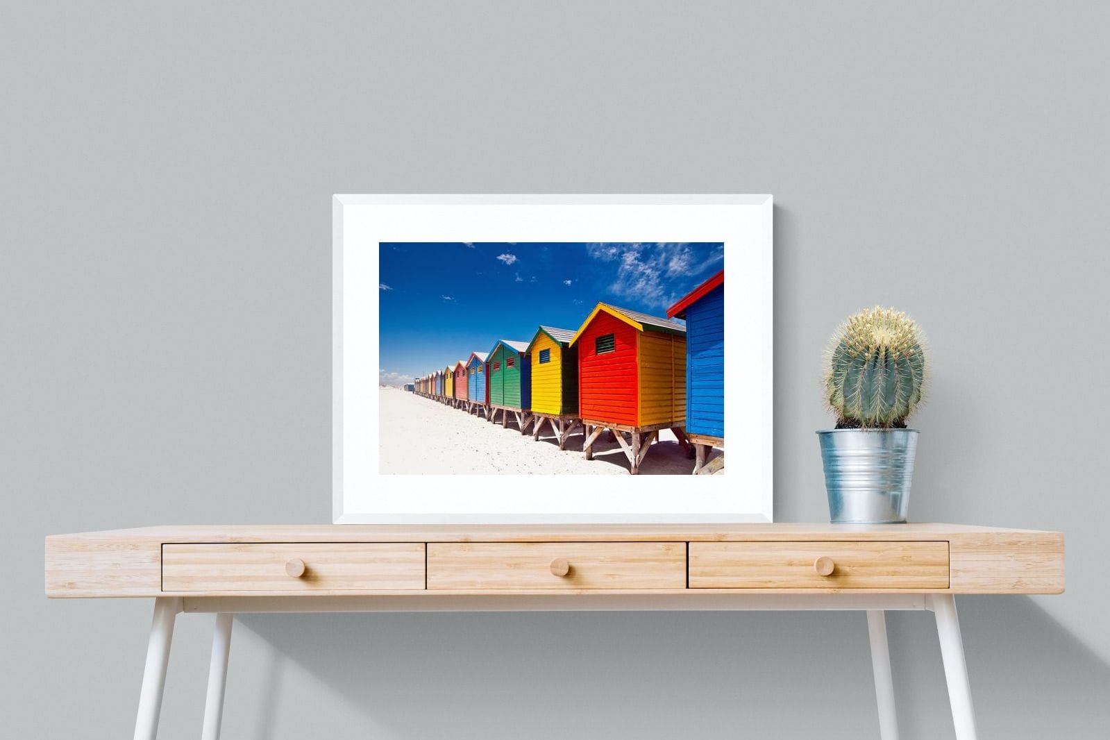 Seaside Rainbow-Wall_Art-80 x 60cm-Framed Print-White-Pixalot