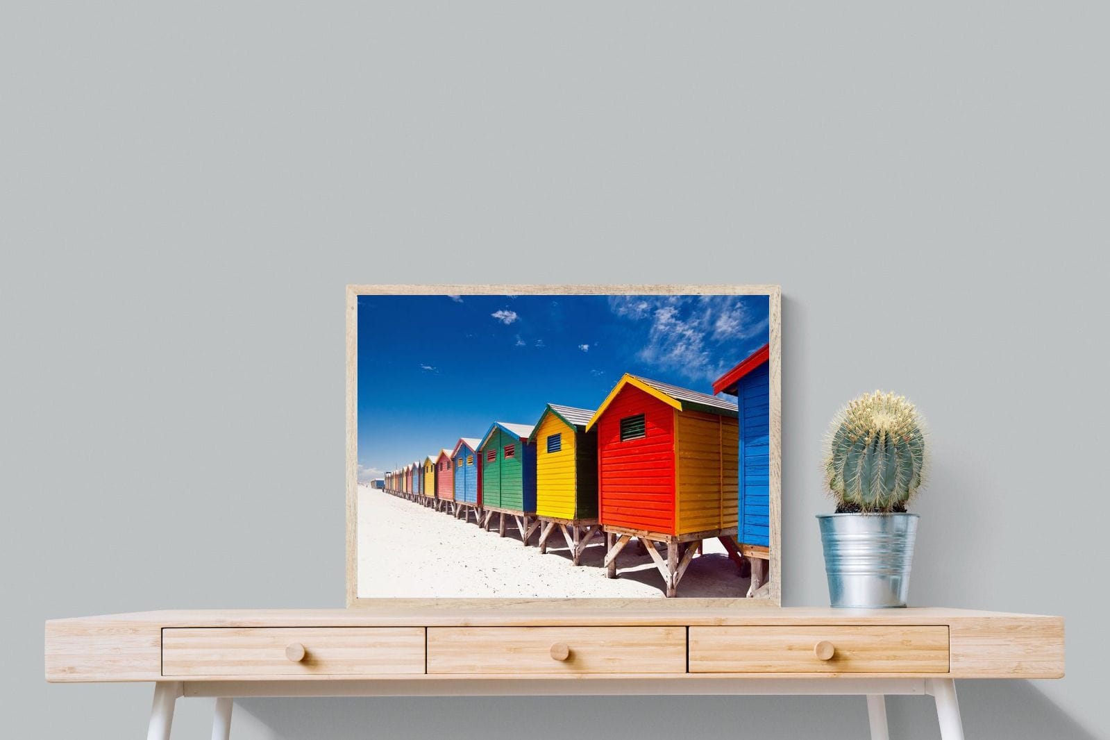 Seaside Rainbow-Wall_Art-80 x 60cm-Mounted Canvas-Wood-Pixalot