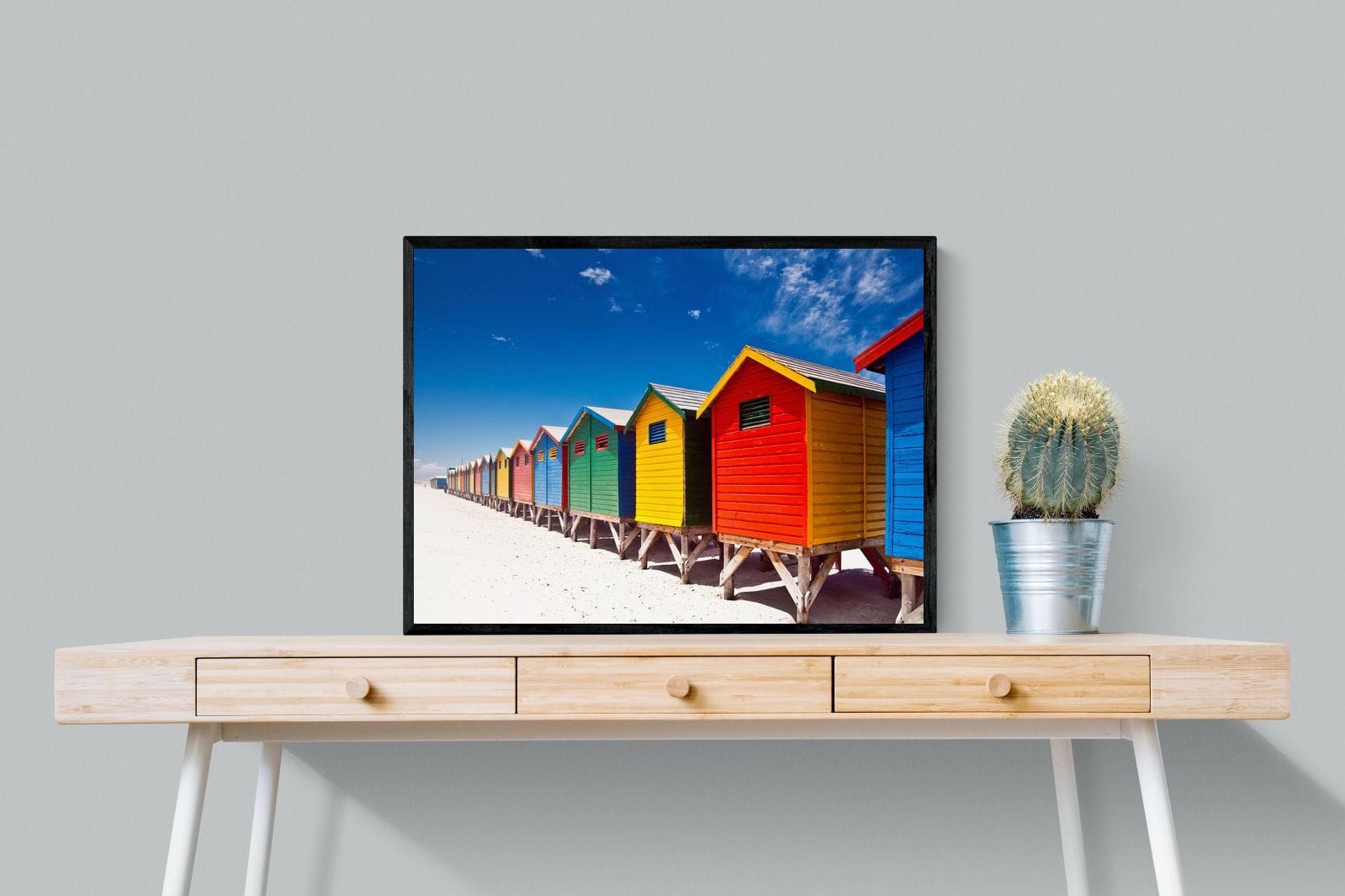 Seaside Rainbow-Wall_Art-80 x 60cm-Mounted Canvas-Black-Pixalot