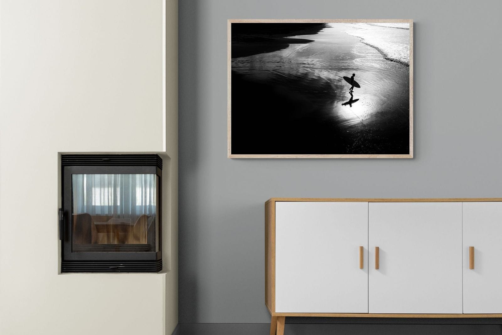 Silhouetted Surfer-Wall_Art-100 x 75cm-Mounted Canvas-Wood-Pixalot