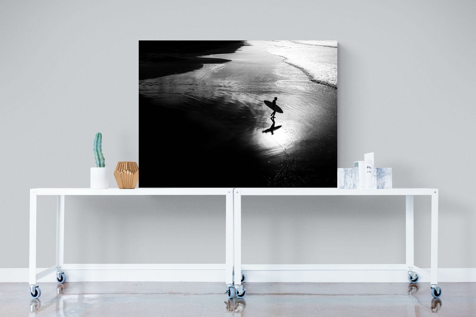 Silhouetted Surfer-Wall_Art-120 x 90cm-Mounted Canvas-No Frame-Pixalot