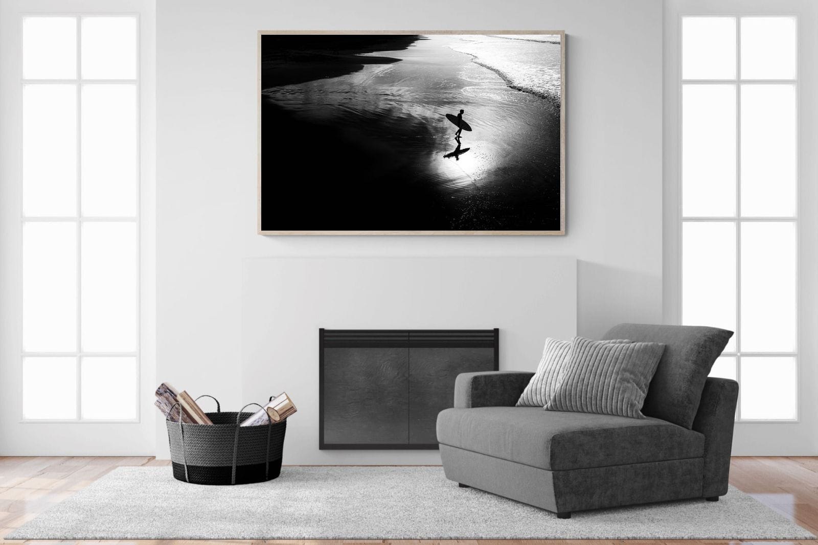 Silhouetted Surfer-Wall_Art-150 x 100cm-Mounted Canvas-Wood-Pixalot