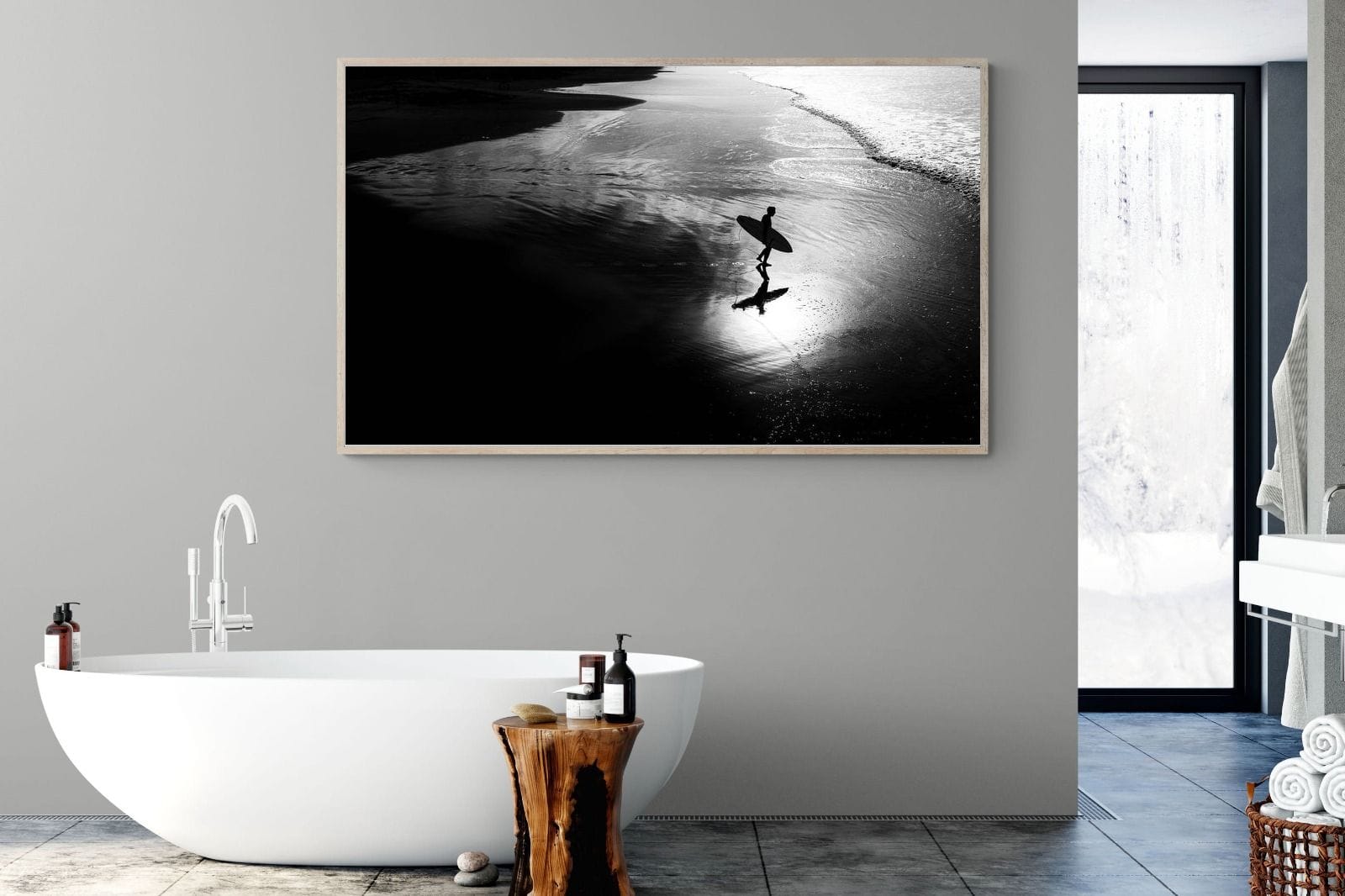Silhouetted Surfer-Wall_Art-180 x 110cm-Mounted Canvas-Wood-Pixalot