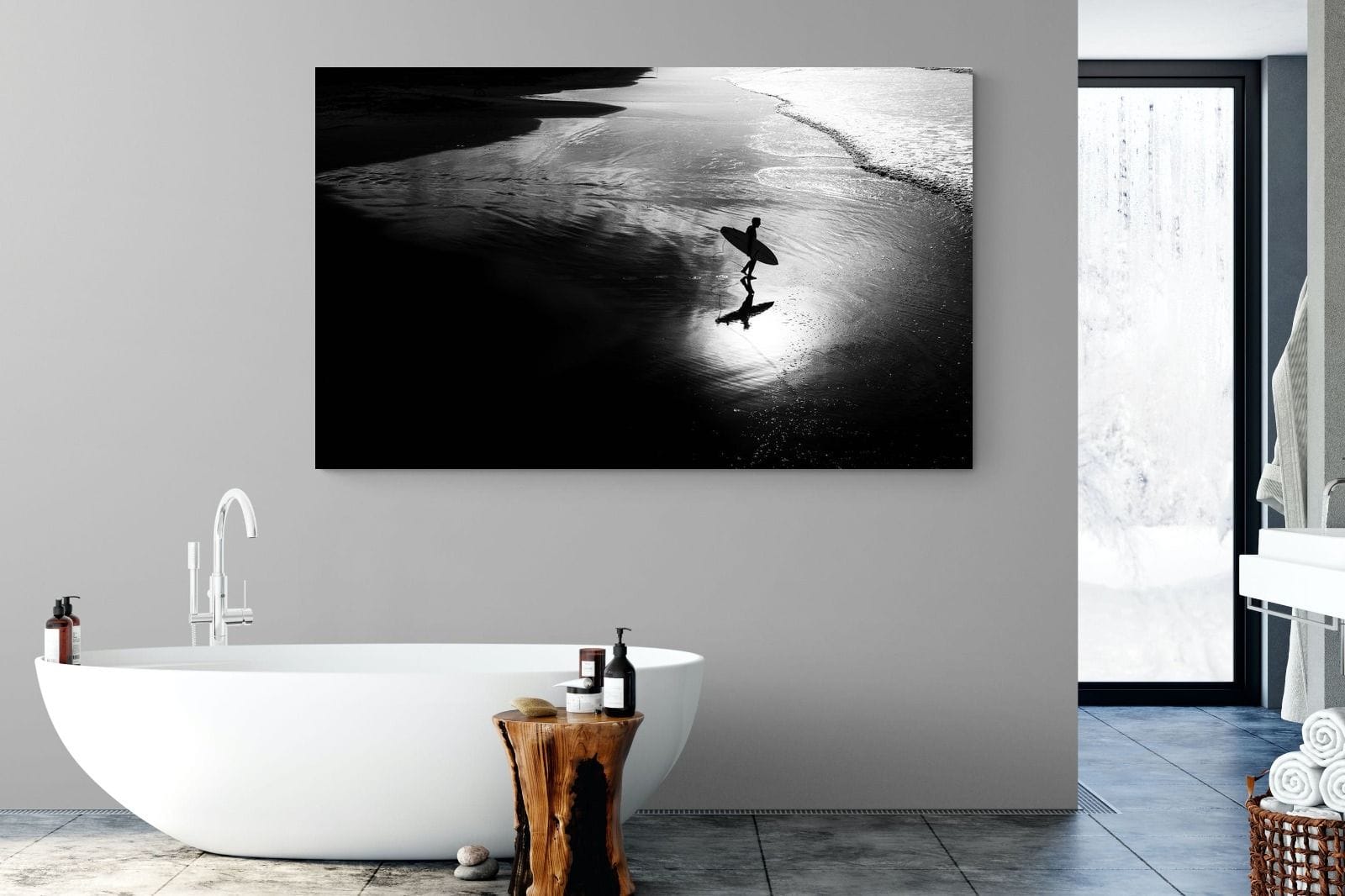 Silhouetted Surfer-Wall_Art-180 x 110cm-Mounted Canvas-No Frame-Pixalot