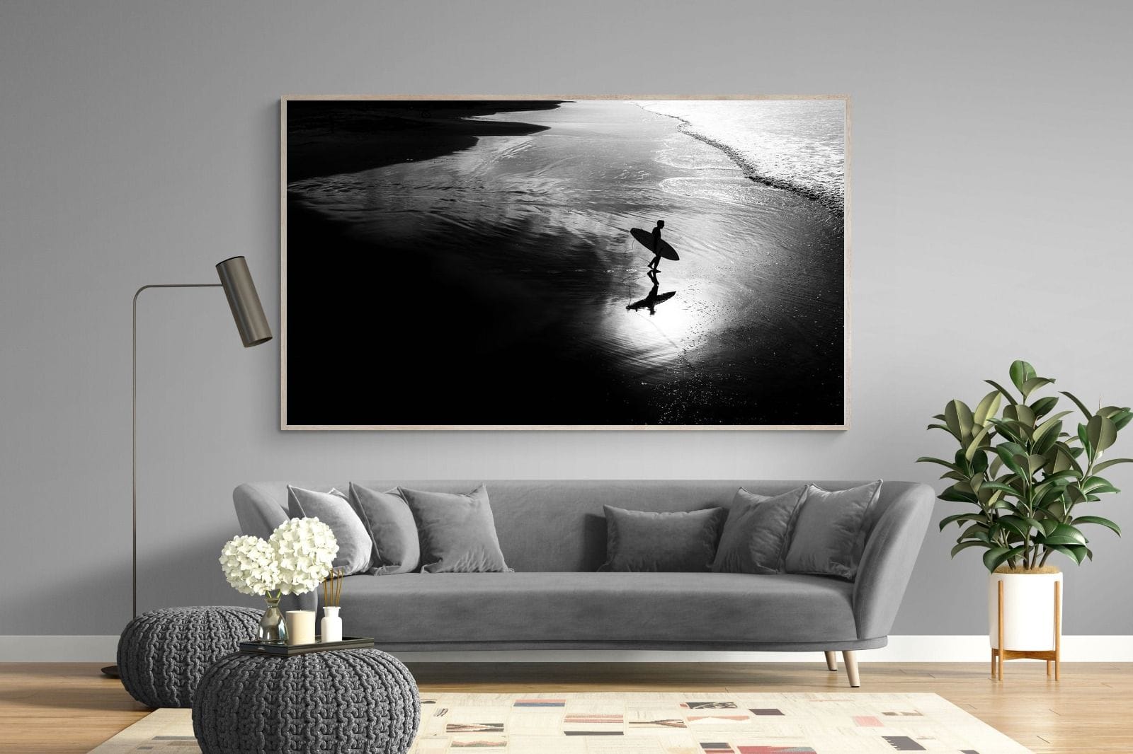Silhouetted Surfer-Wall_Art-220 x 130cm-Mounted Canvas-Wood-Pixalot