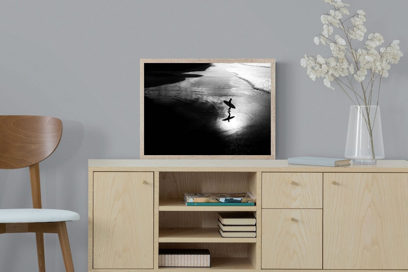 Silhouetted Surfer-Wall_Art-60 x 45cm-Mounted Canvas-Wood-Pixalot