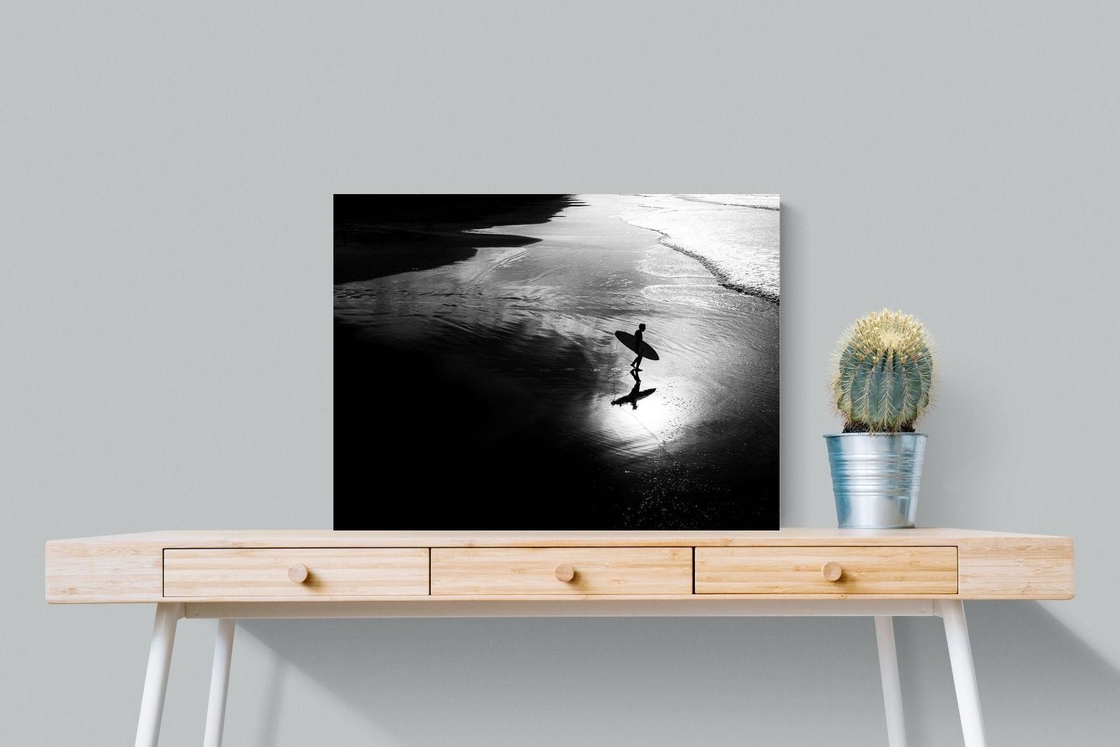 Silhouetted Surfer-Wall_Art-80 x 60cm-Mounted Canvas-No Frame-Pixalot
