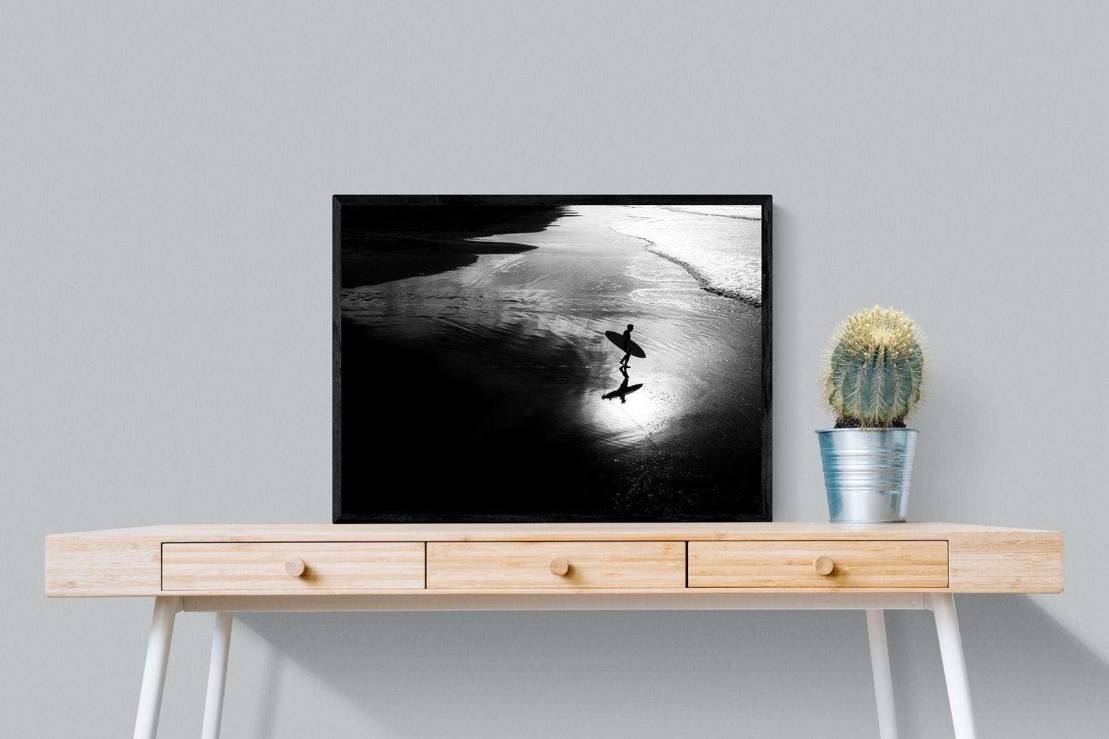 Silhouetted Surfer-Wall_Art-80 x 60cm-Mounted Canvas-Black-Pixalot