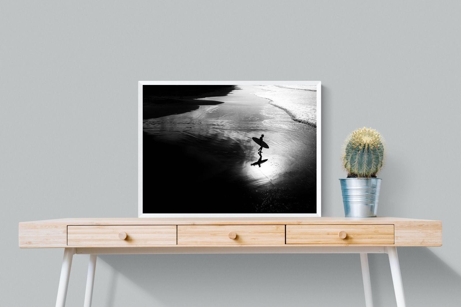 Silhouetted Surfer-Wall_Art-80 x 60cm-Mounted Canvas-White-Pixalot
