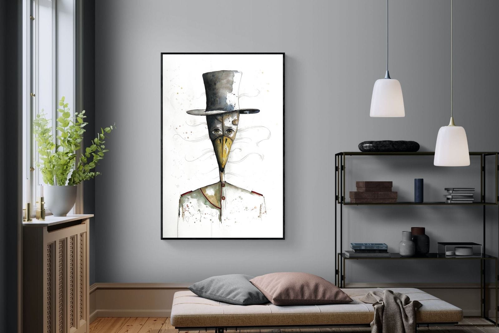 Sir Duck-Wall_Art-120 x 180cm-Mounted Canvas-Black-Pixalot