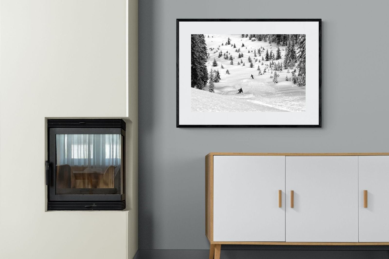 Ski Slope-Wall_Art-100 x 75cm-Framed Print-Black-Pixalot
