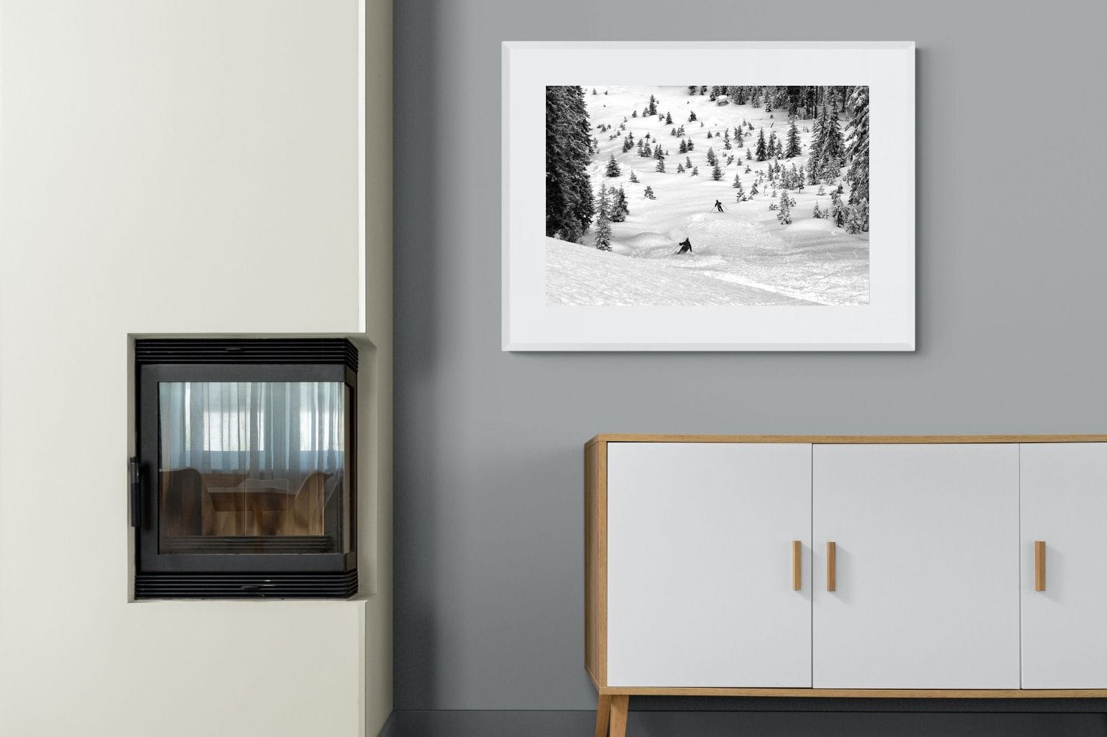Ski Slope-Wall_Art-100 x 75cm-Framed Print-White-Pixalot