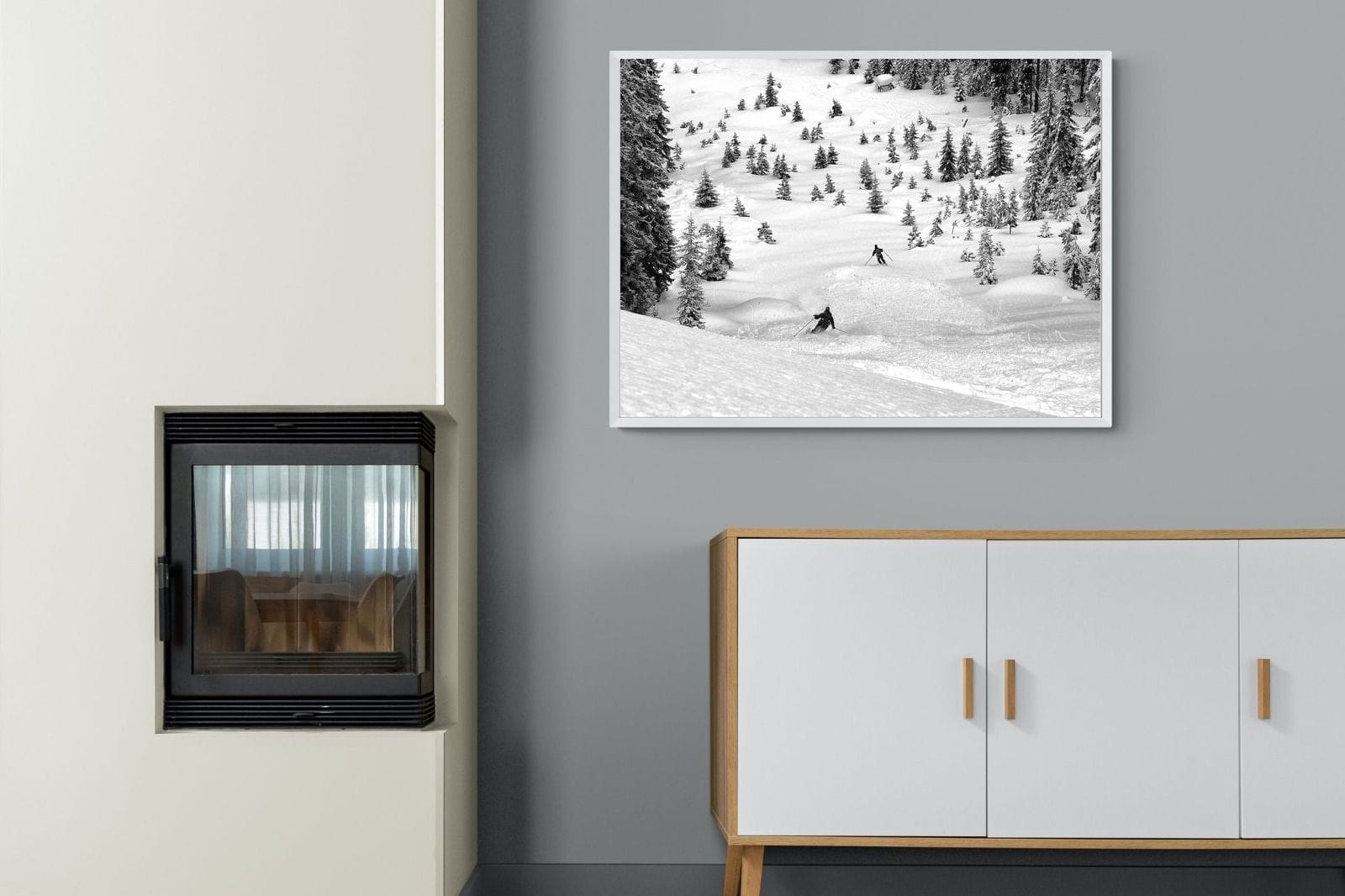Ski Slope-Wall_Art-100 x 75cm-Mounted Canvas-White-Pixalot