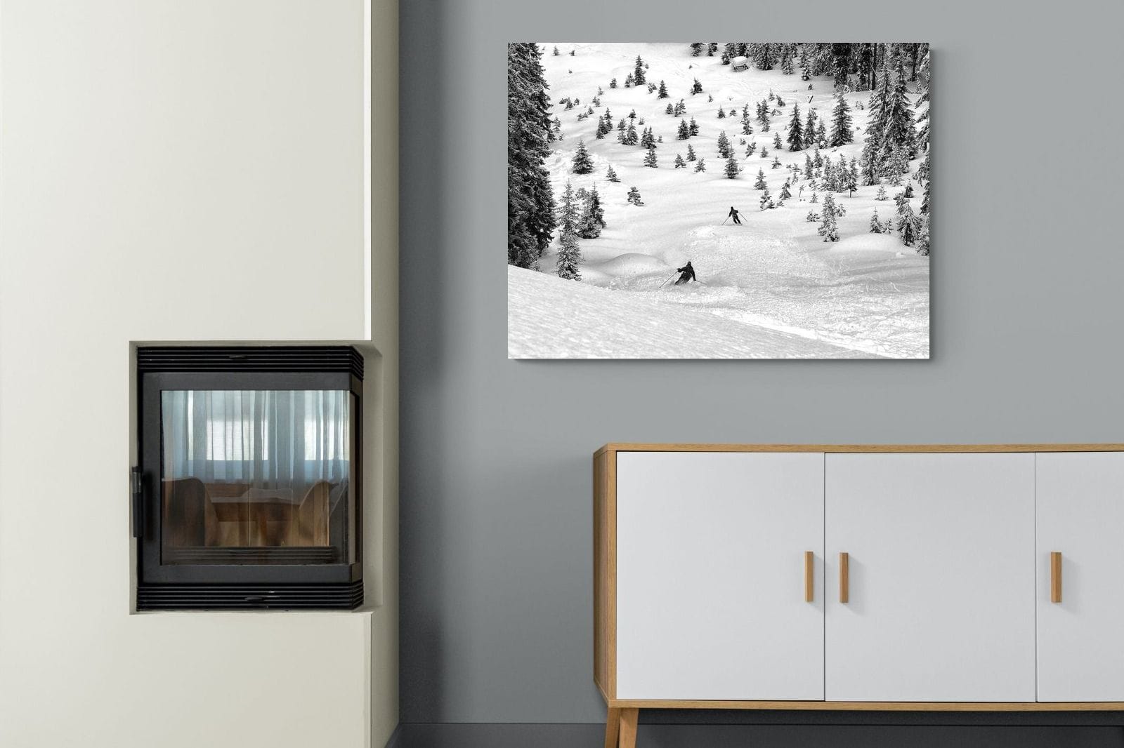Ski Slope-Wall_Art-100 x 75cm-Mounted Canvas-No Frame-Pixalot