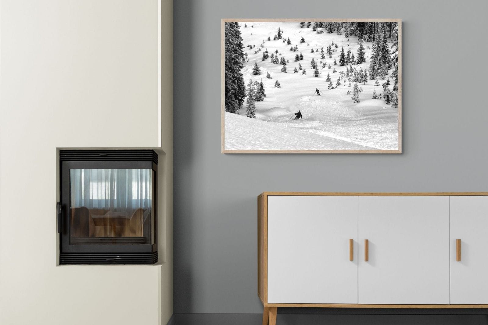 Ski Slope-Wall_Art-100 x 75cm-Mounted Canvas-Wood-Pixalot