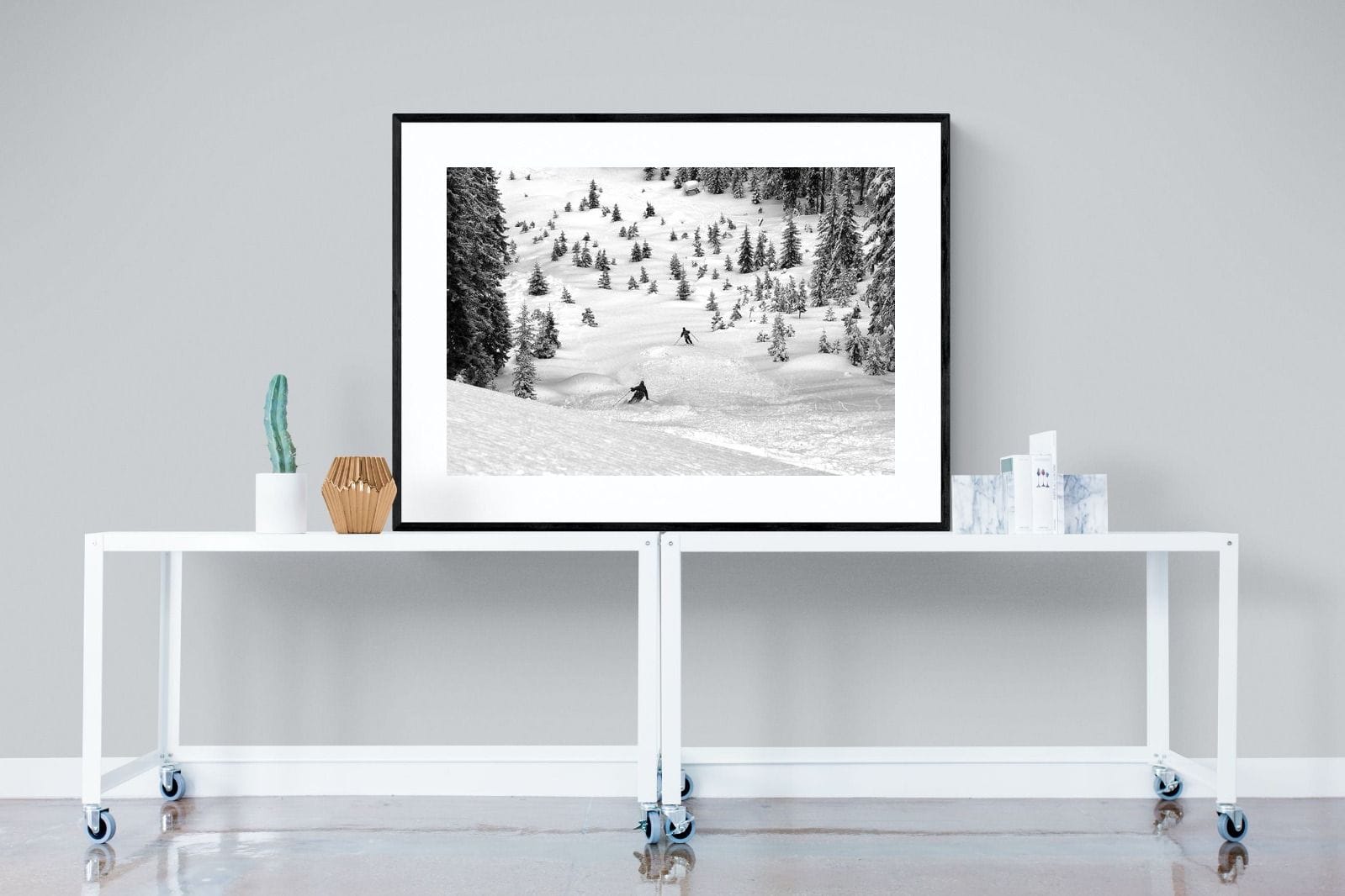 Ski Slope-Wall_Art-120 x 90cm-Framed Print-Black-Pixalot