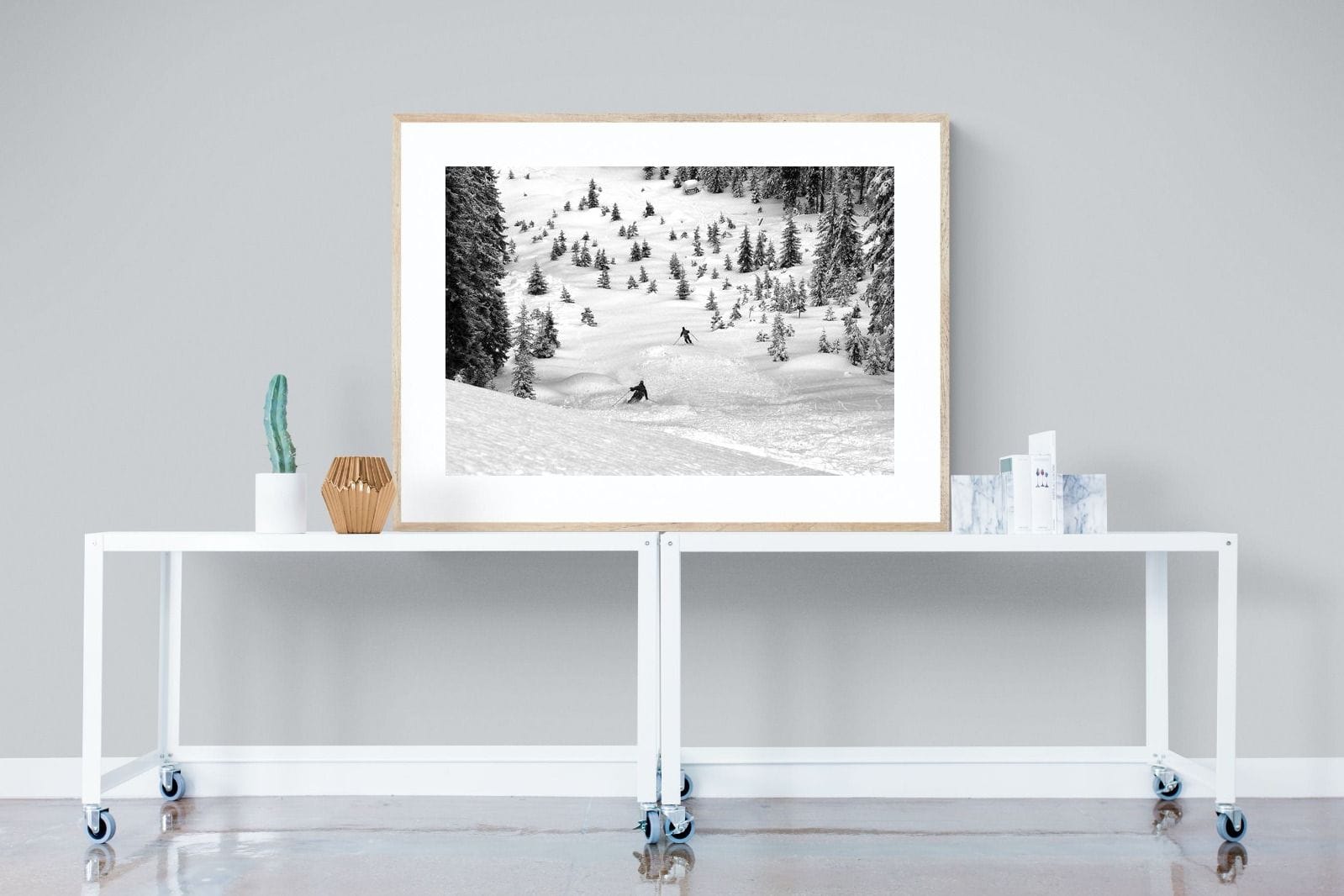 Ski Slope-Wall_Art-120 x 90cm-Framed Print-Wood-Pixalot