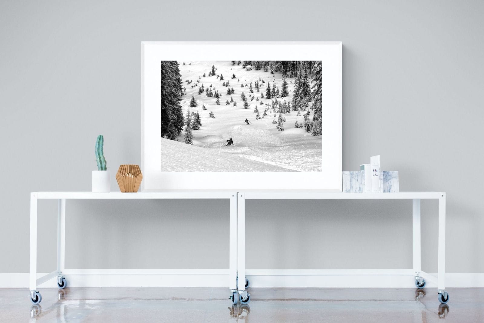Ski Slope-Wall_Art-120 x 90cm-Framed Print-White-Pixalot