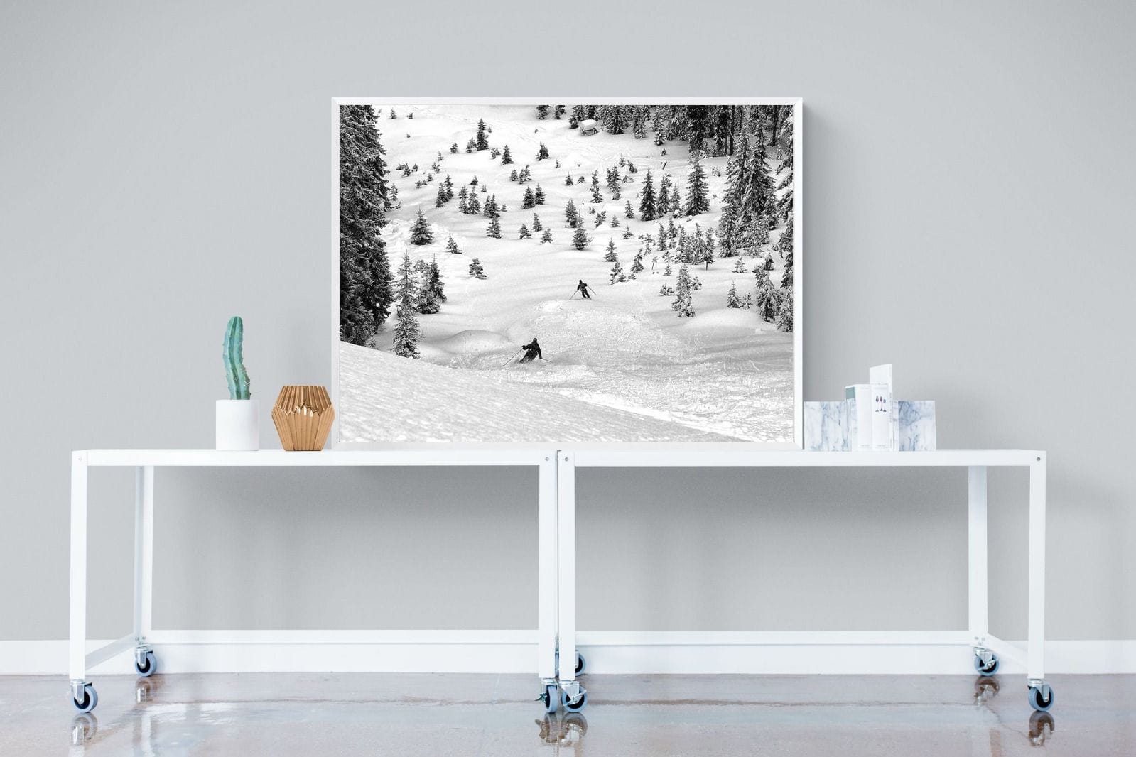 Ski Slope-Wall_Art-120 x 90cm-Mounted Canvas-White-Pixalot