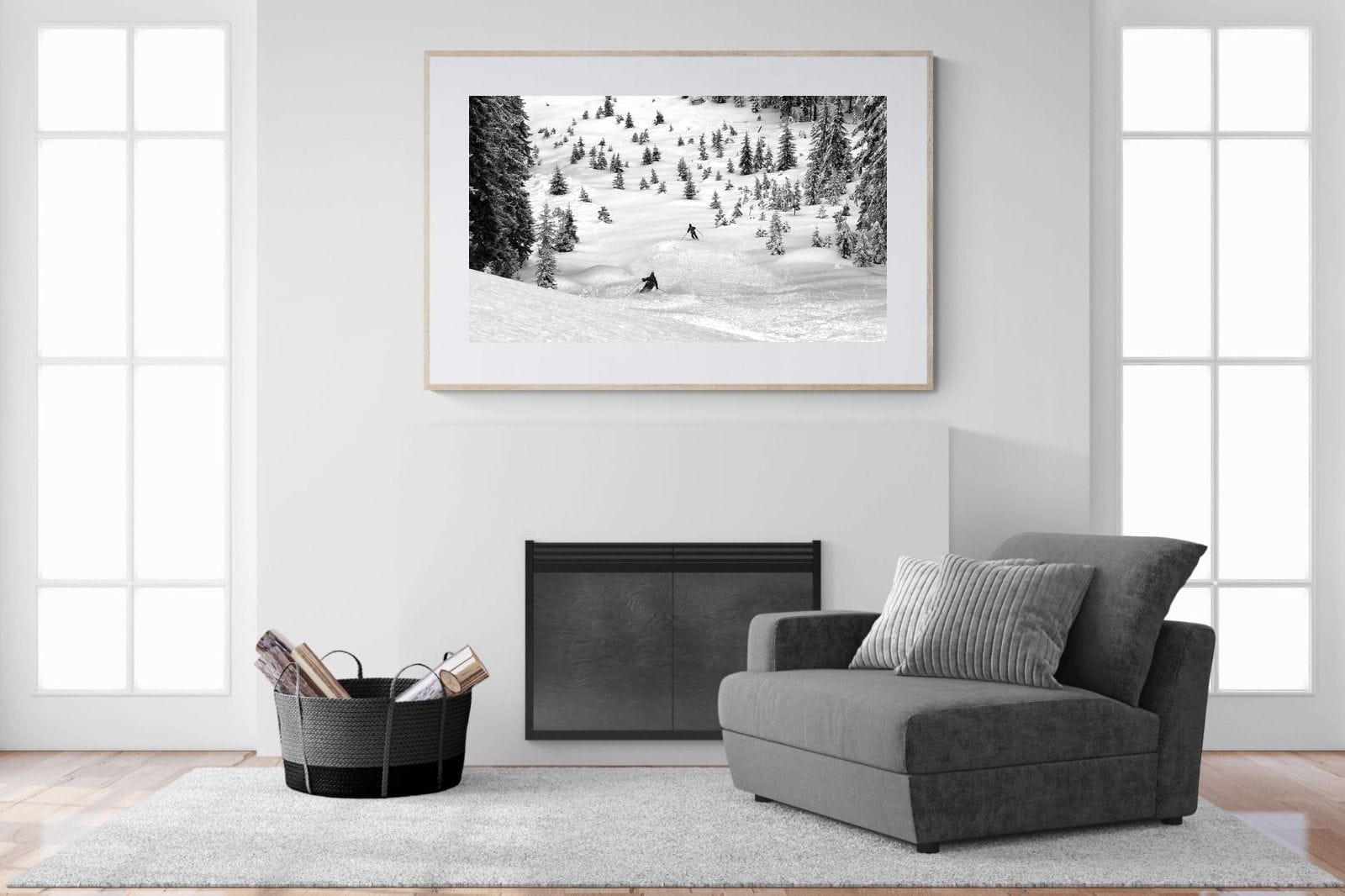 Ski Slope-Wall_Art-150 x 100cm-Framed Print-Wood-Pixalot