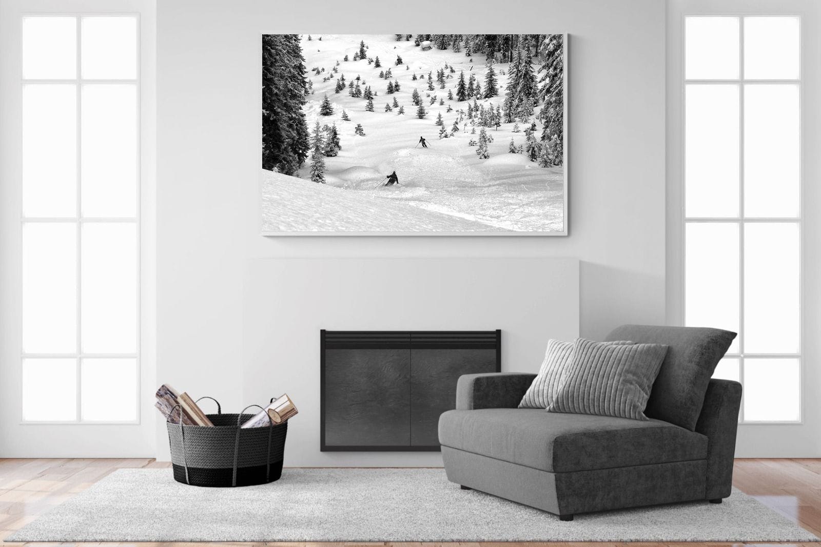 Ski Slope-Wall_Art-150 x 100cm-Mounted Canvas-White-Pixalot