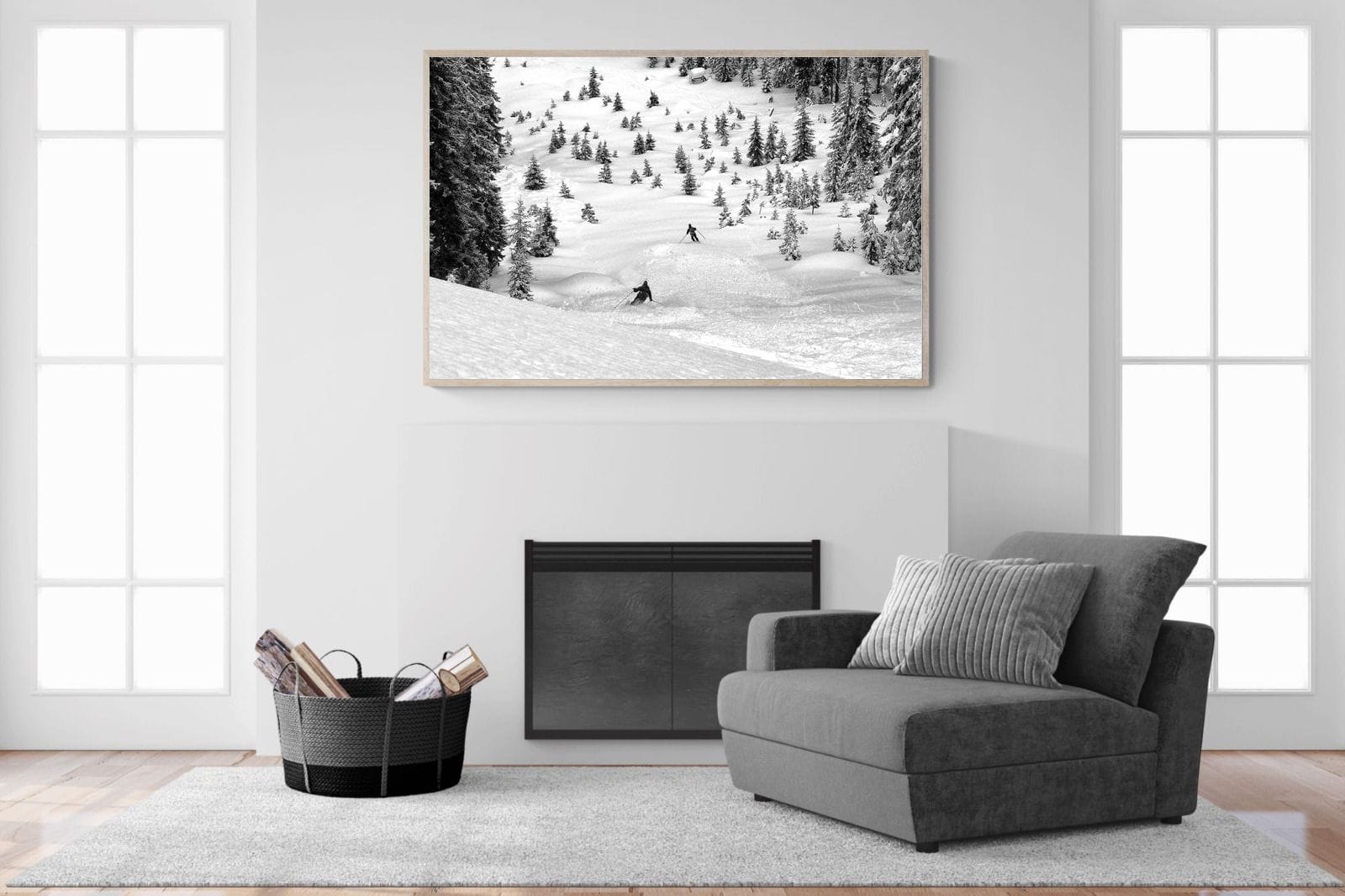 Ski Slope-Wall_Art-150 x 100cm-Mounted Canvas-Wood-Pixalot