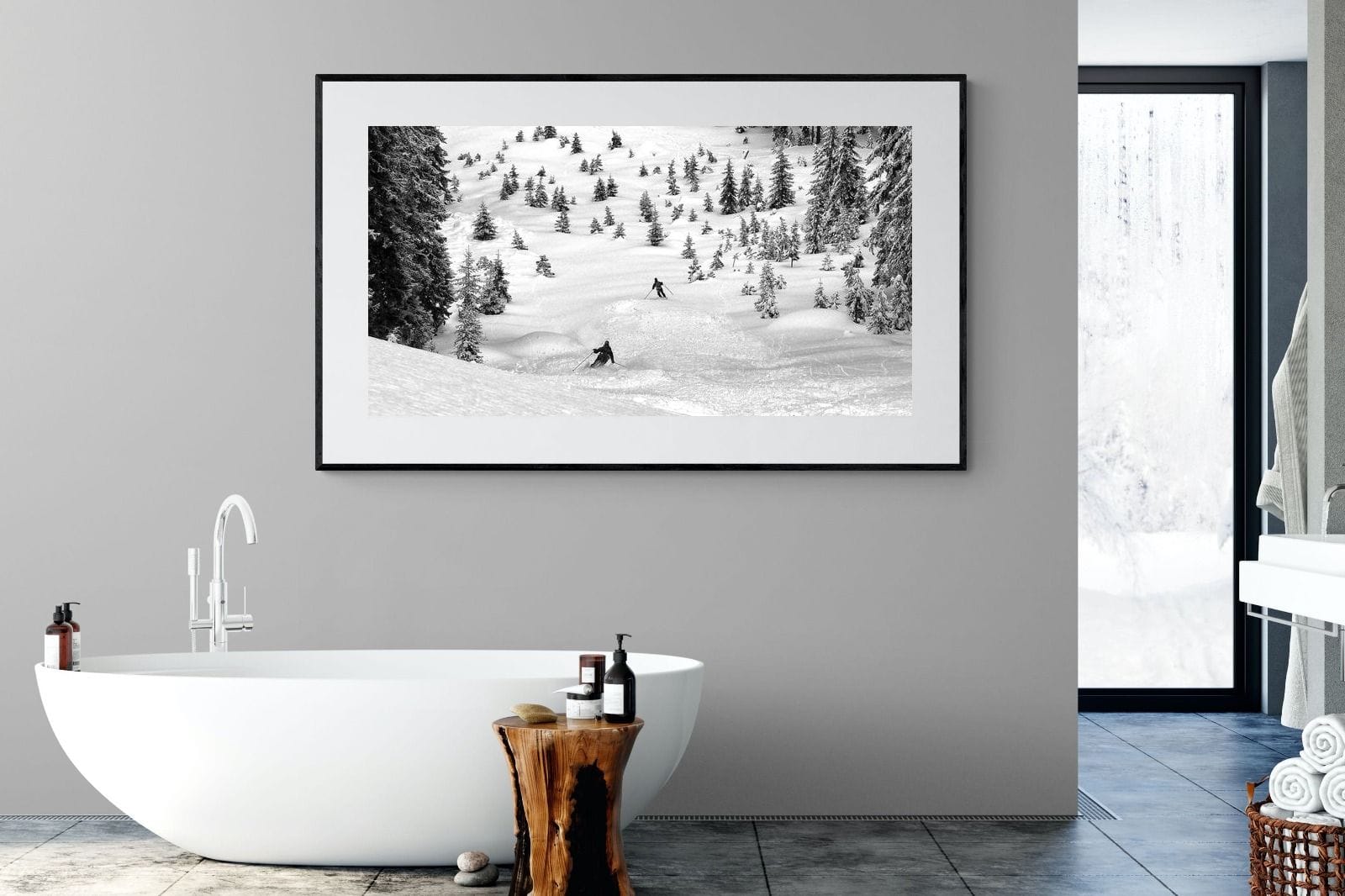 Ski Slope-Wall_Art-180 x 110cm-Framed Print-Black-Pixalot