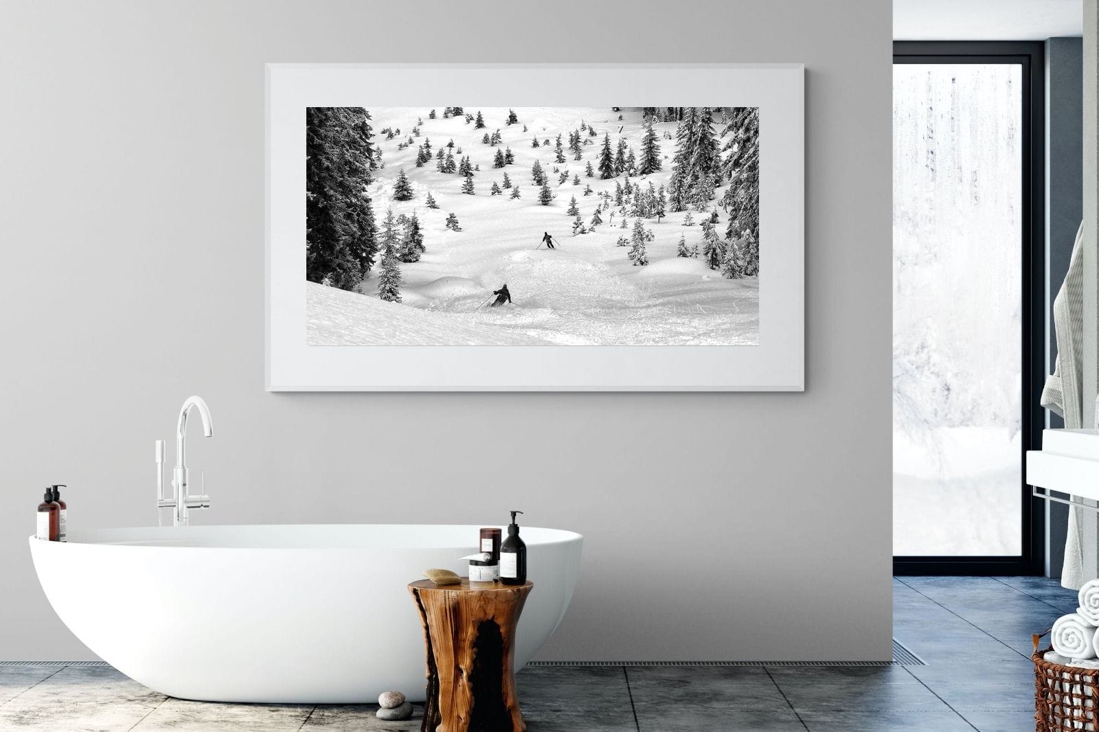 Ski Slope-Wall_Art-180 x 110cm-Framed Print-White-Pixalot
