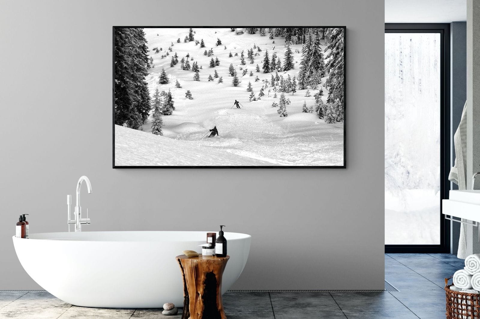 Ski Slope-Wall_Art-180 x 110cm-Mounted Canvas-Black-Pixalot