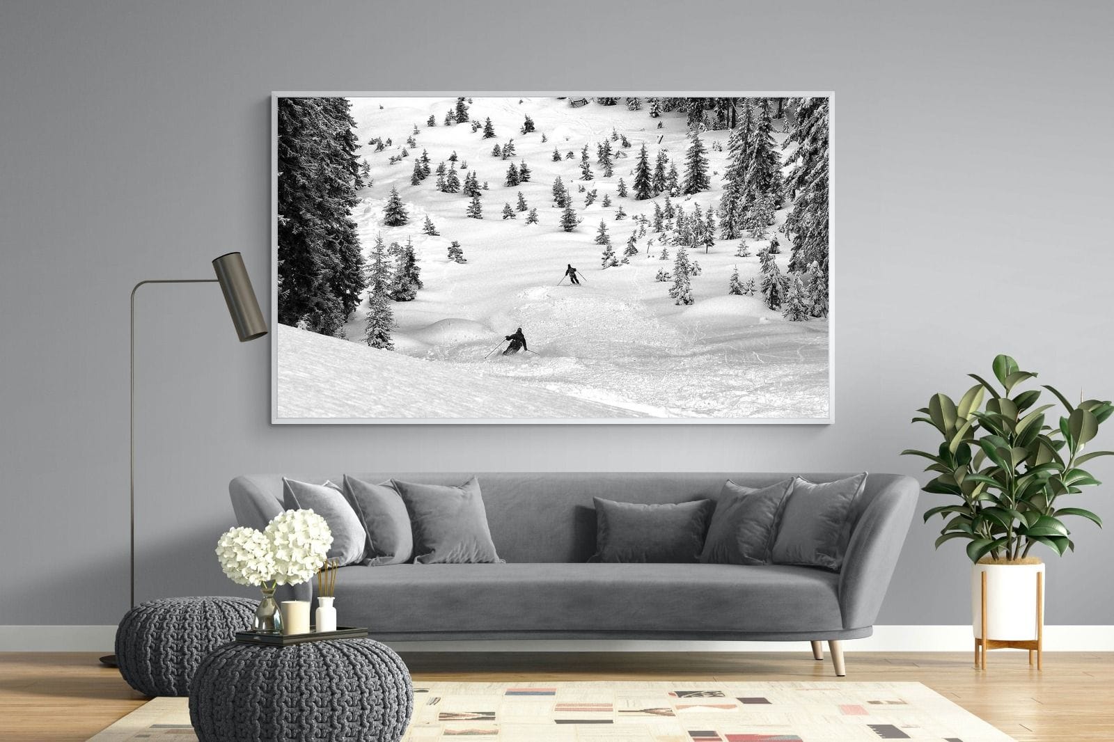 Ski Slope-Wall_Art-220 x 130cm-Mounted Canvas-White-Pixalot