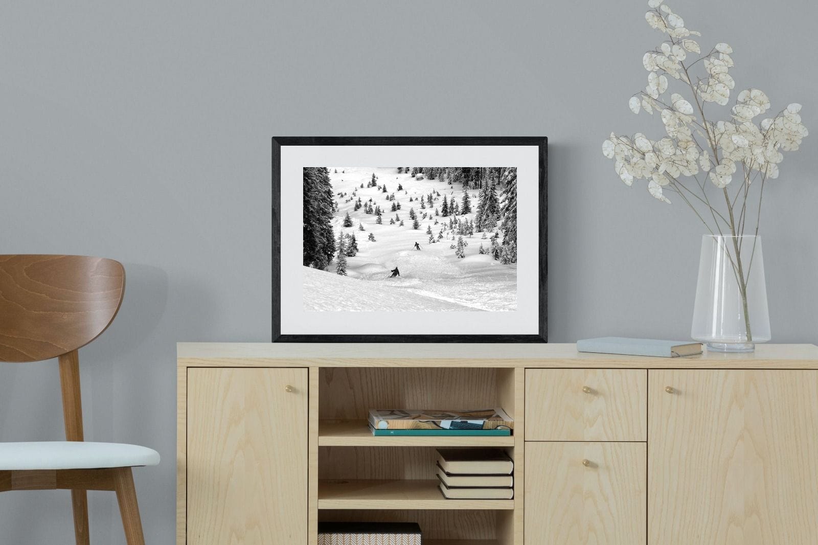 Ski Slope-Wall_Art-60 x 45cm-Framed Print-Black-Pixalot