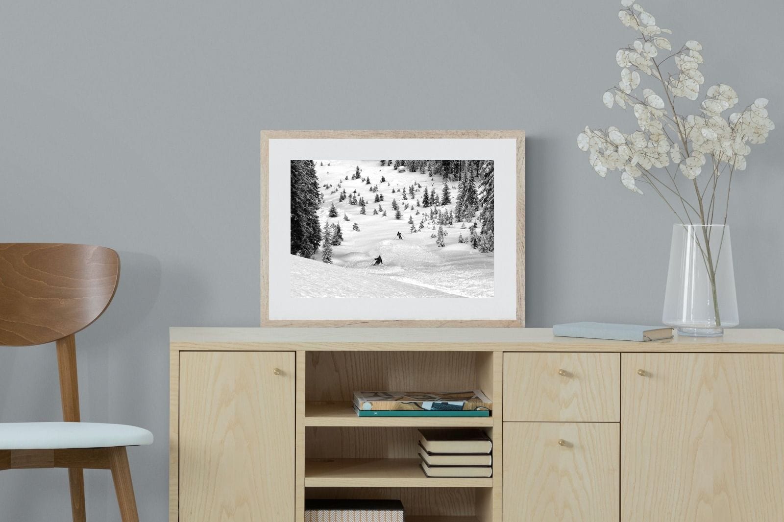 Ski Slope-Wall_Art-60 x 45cm-Framed Print-Wood-Pixalot