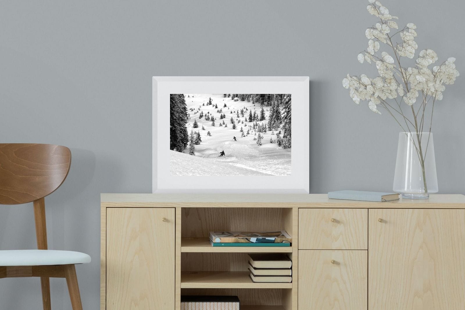 Ski Slope-Wall_Art-60 x 45cm-Framed Print-White-Pixalot