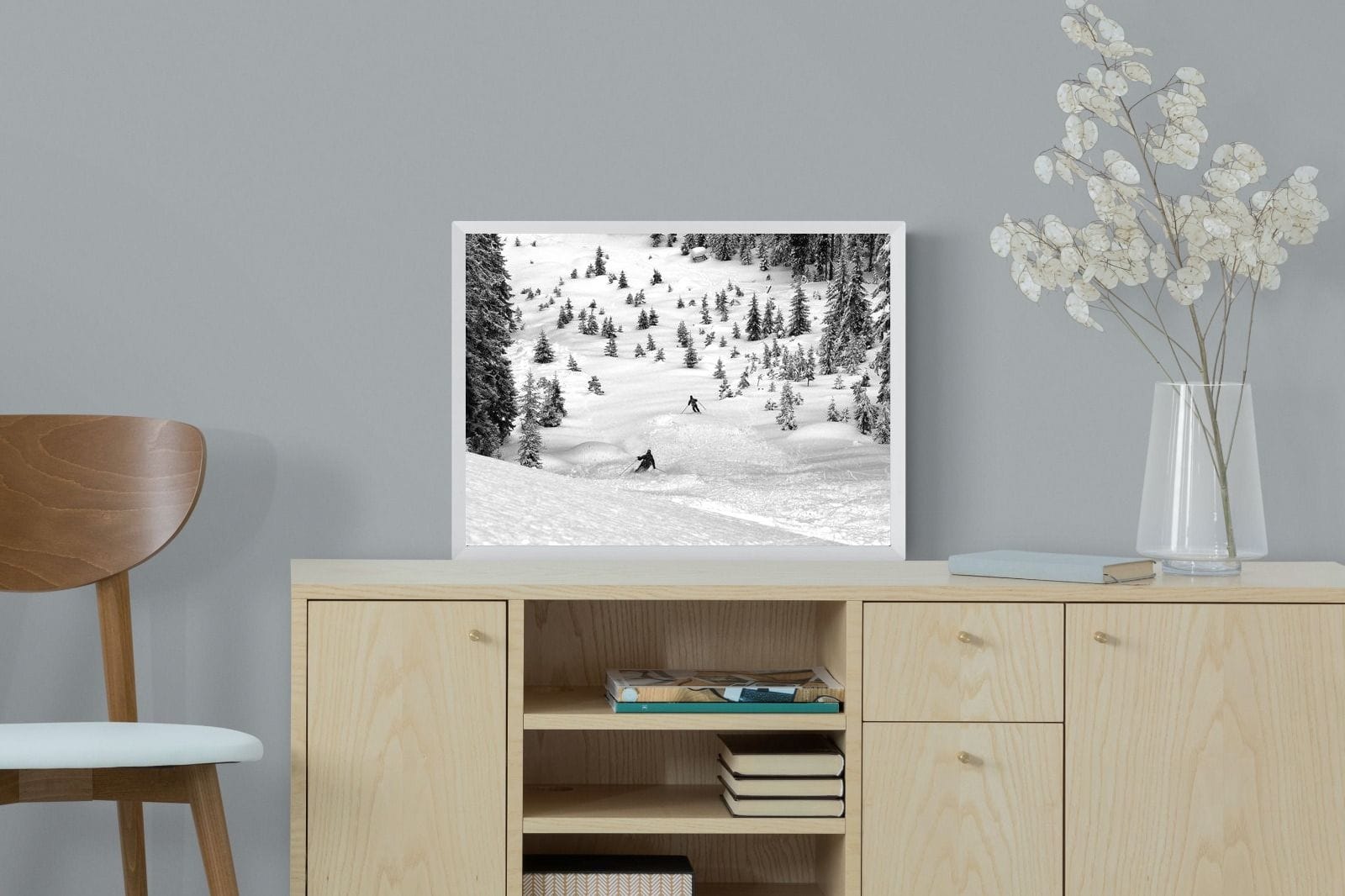 Ski Slope-Wall_Art-60 x 45cm-Mounted Canvas-White-Pixalot