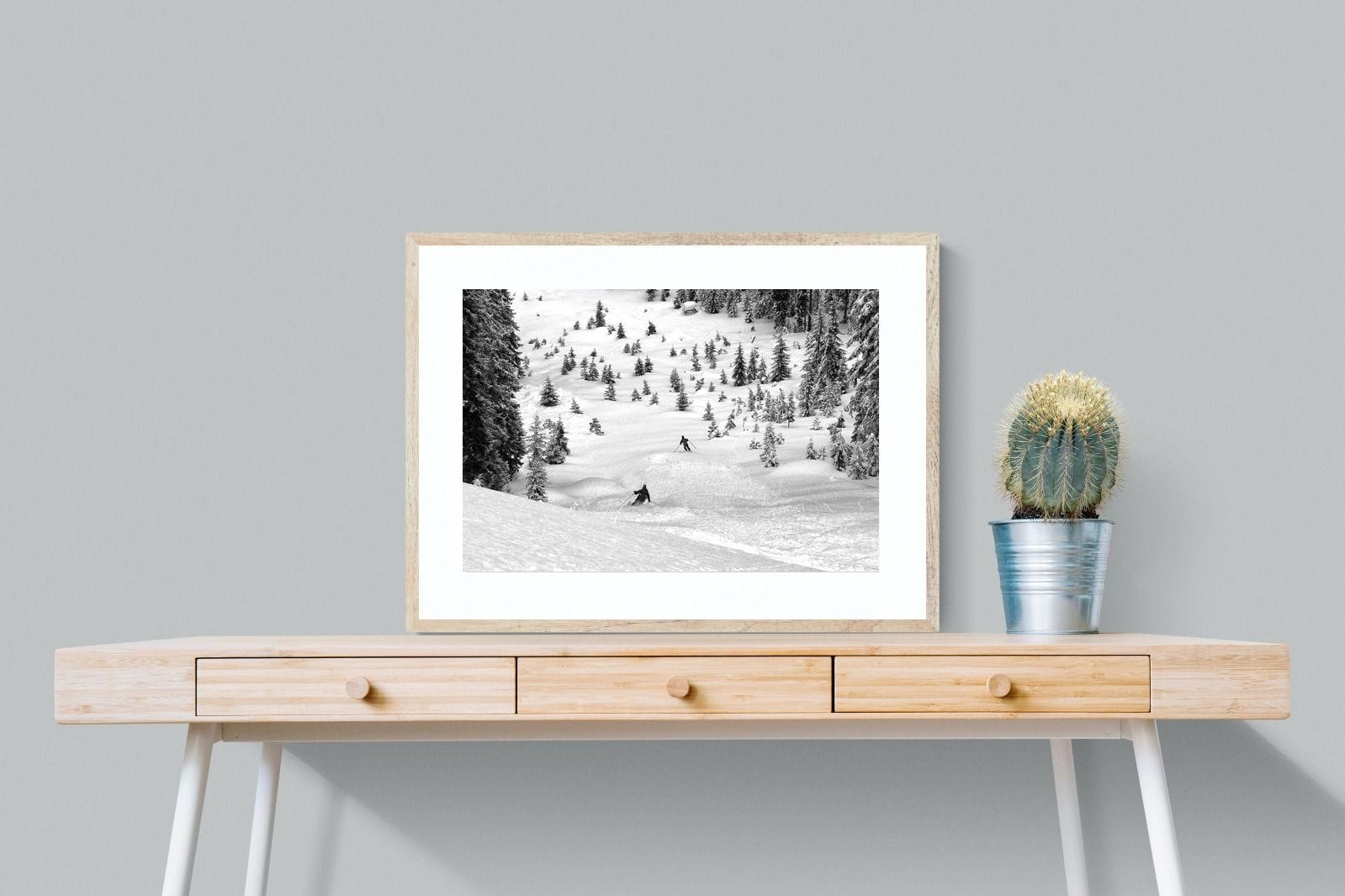 Ski Slope-Wall_Art-80 x 60cm-Framed Print-Wood-Pixalot