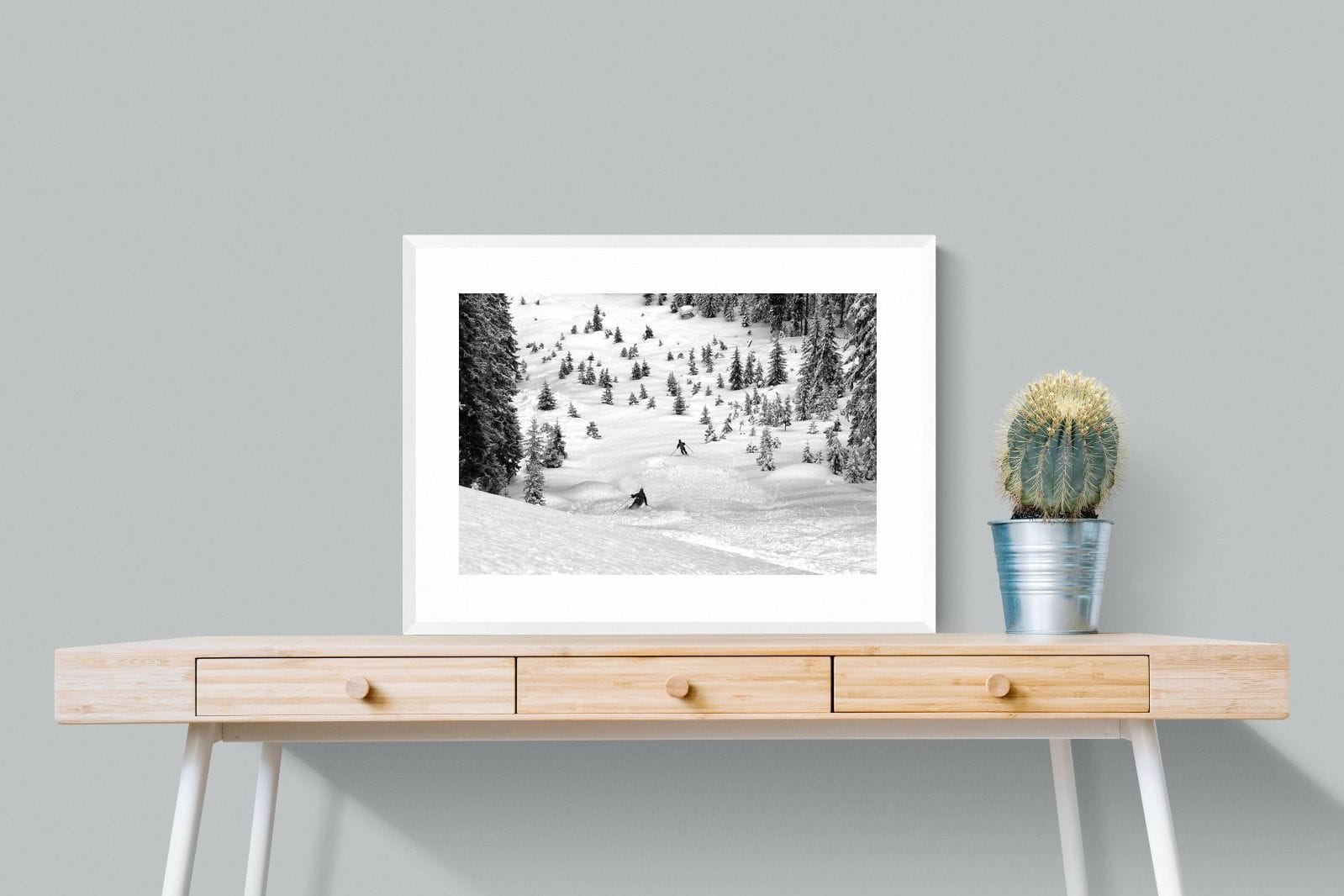 Ski Slope-Wall_Art-80 x 60cm-Framed Print-White-Pixalot