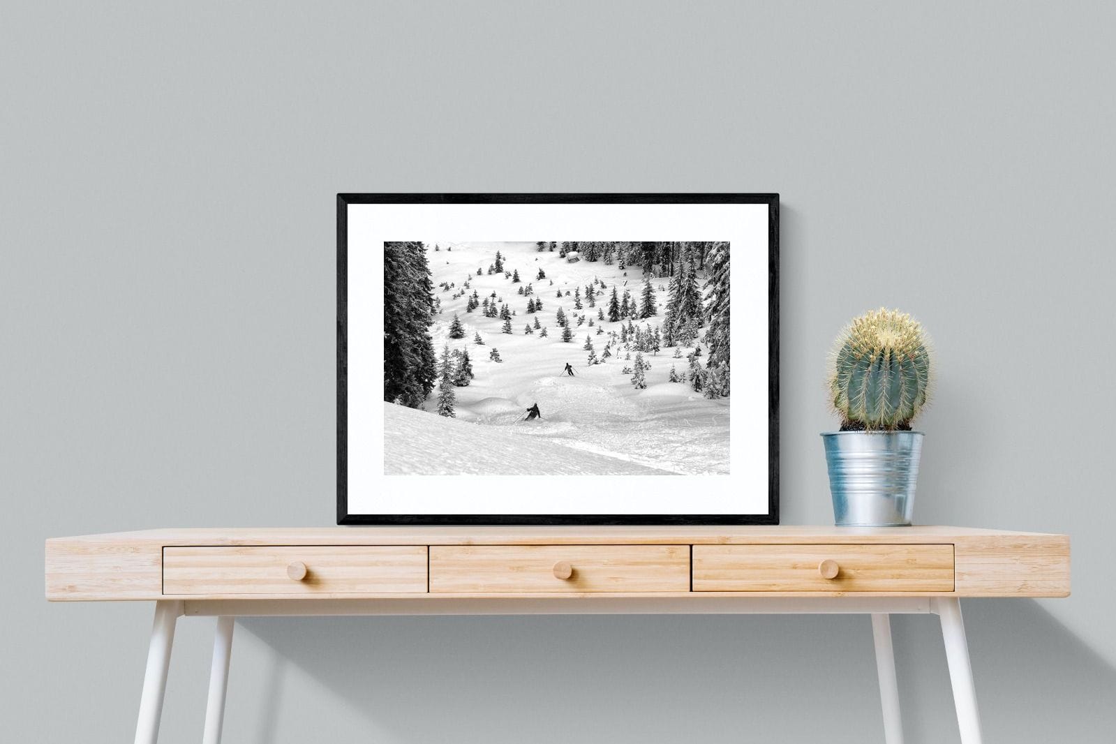 Ski Slope-Wall_Art-80 x 60cm-Framed Print-Black-Pixalot